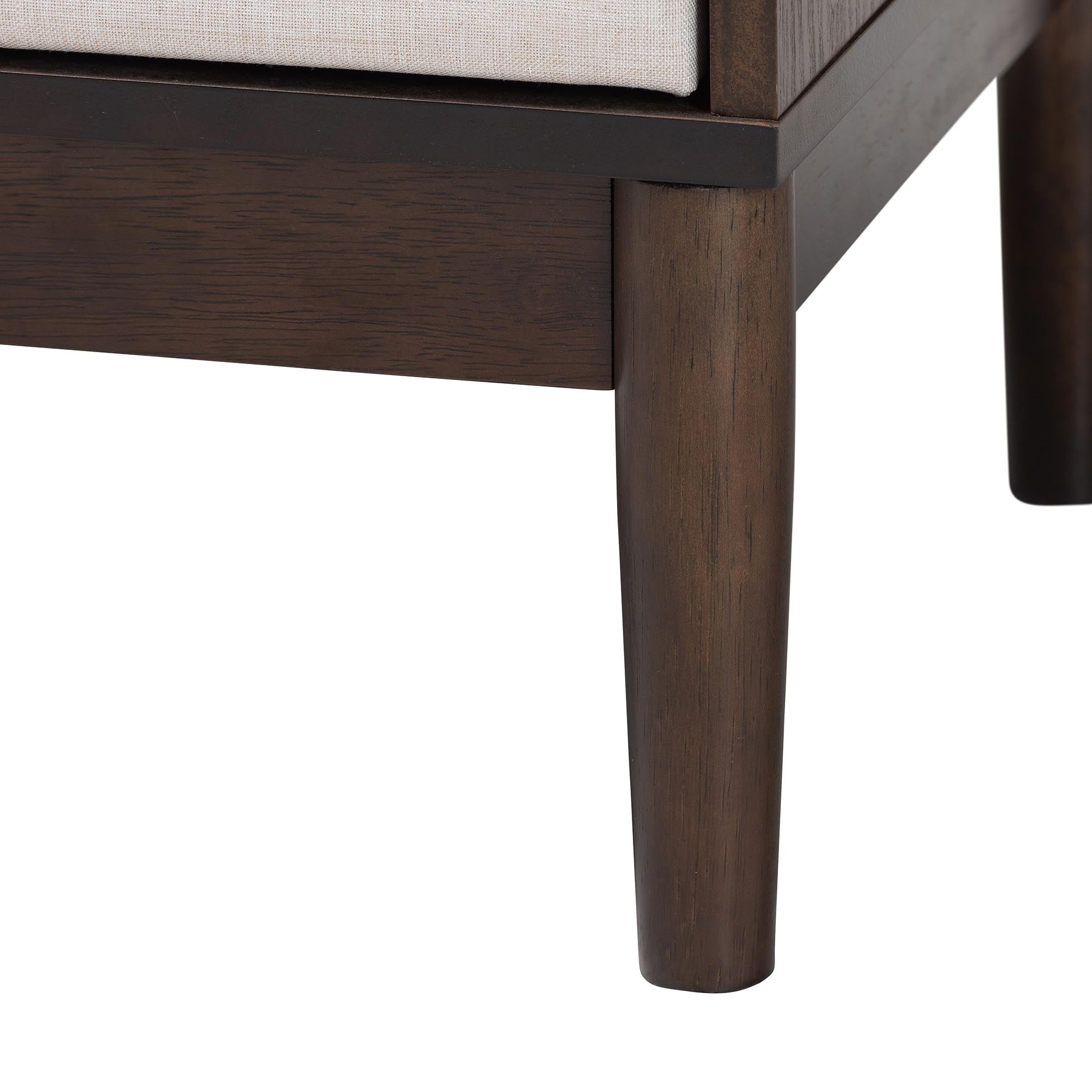 Baxton Studio Nikolai Mid-Century Beige Fabric and Wenge Brown Wood 2-Drawer Nightstand