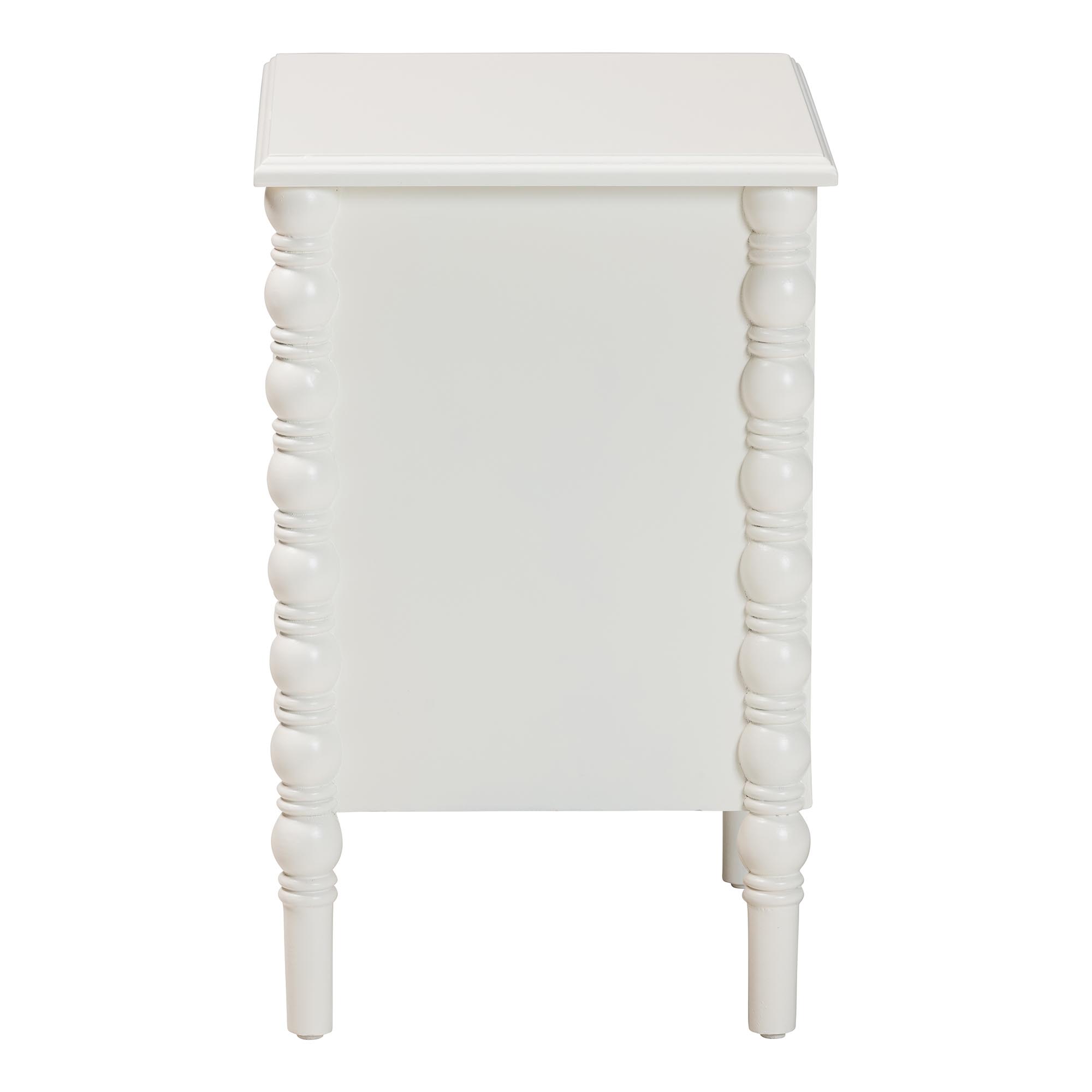 Baxton Studio Malinda Classic White Wood 2-Drawer End Table with Spindle Legs