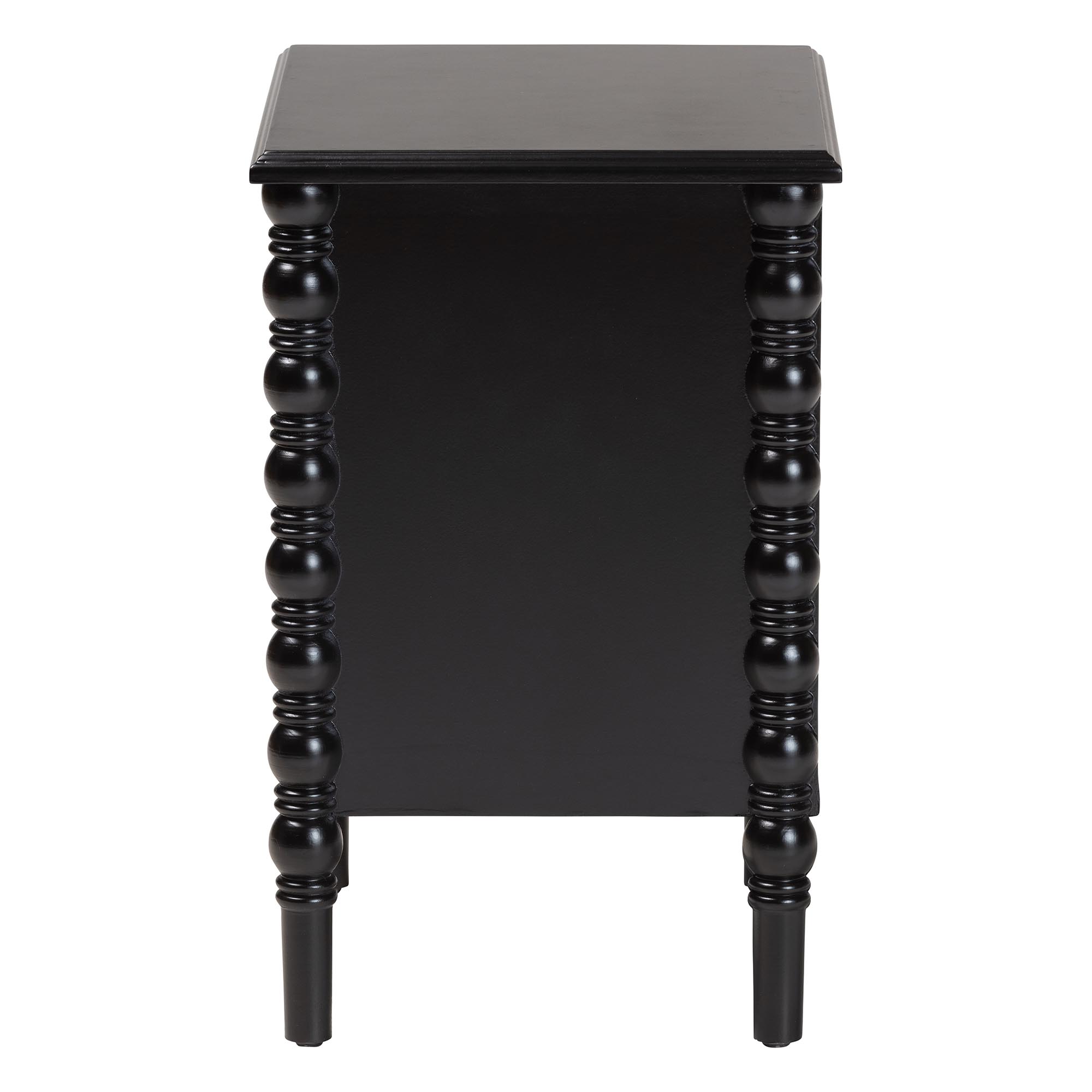 Baxton Studio Malinda Classic Black Wood 2-Drawer End Table with Spindle Legs
