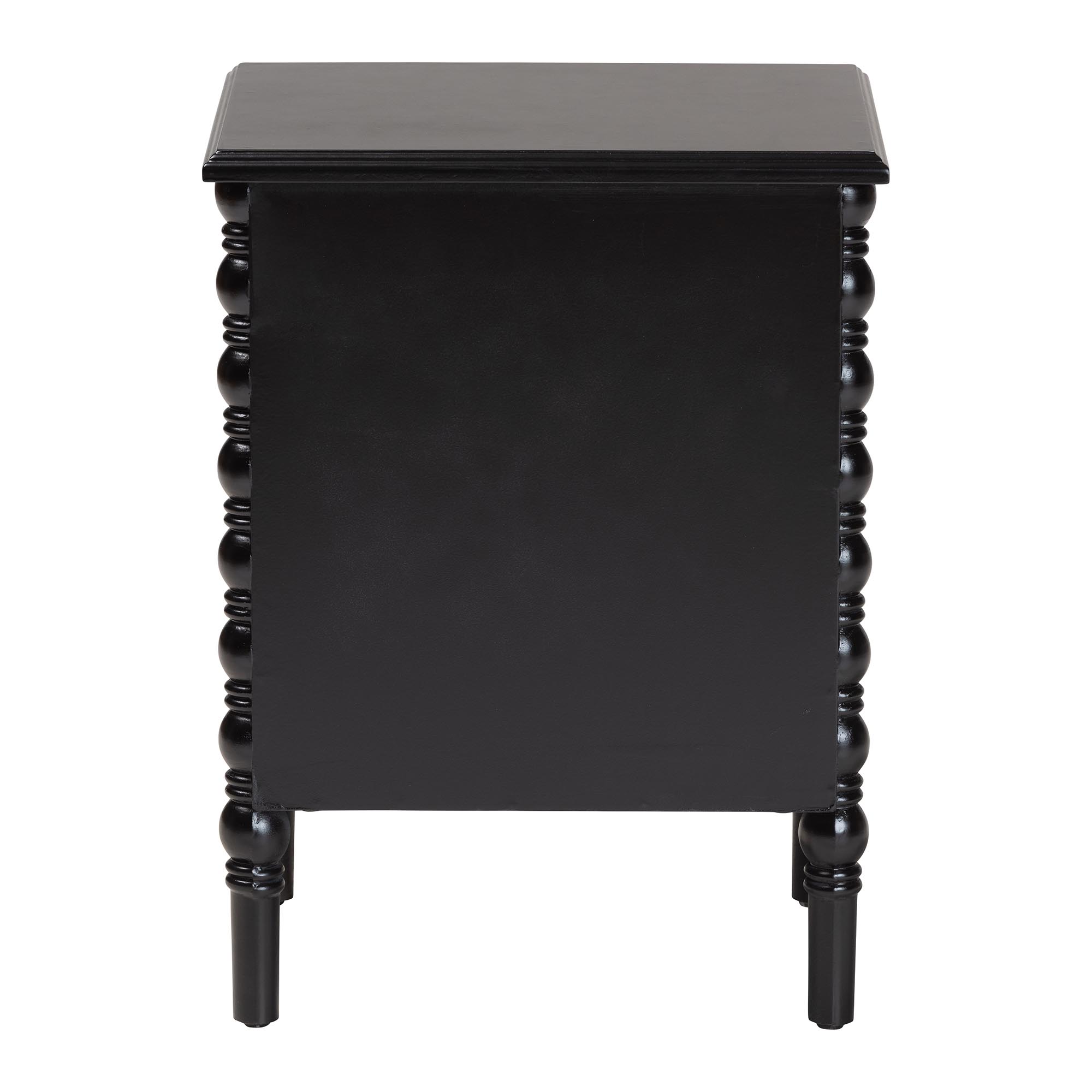 Baxton Studio Malinda Classic Black Wood 2-Drawer End Table with Spindle Legs