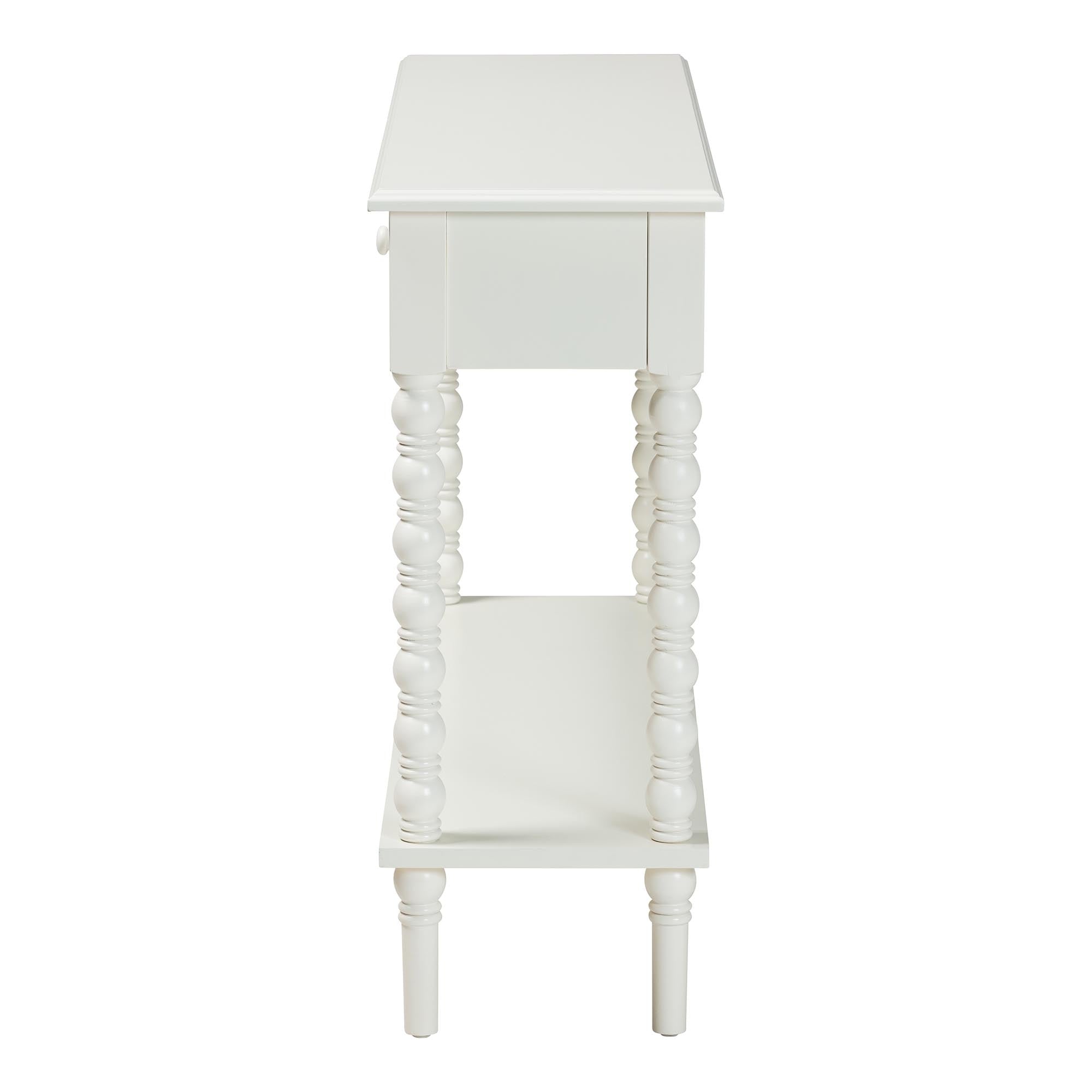 Baxton Studio Malinda Classic White Wood 2-Drawer Console Table with Spindle Legs