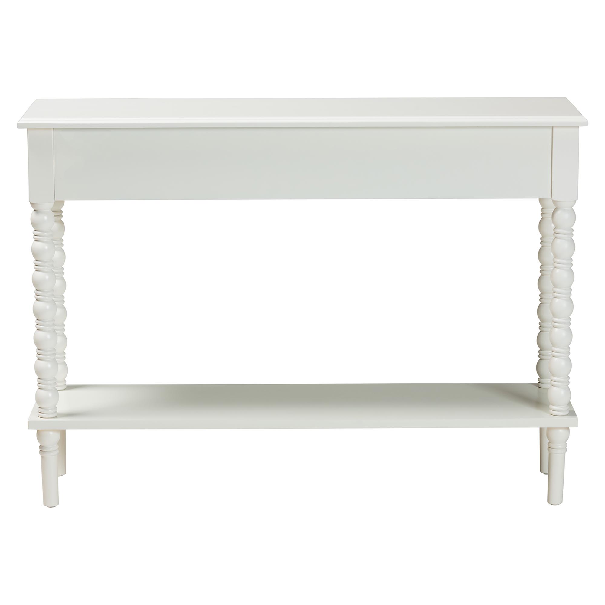 Baxton Studio Malinda Classic White Wood 2-Drawer Console Table with Spindle Legs