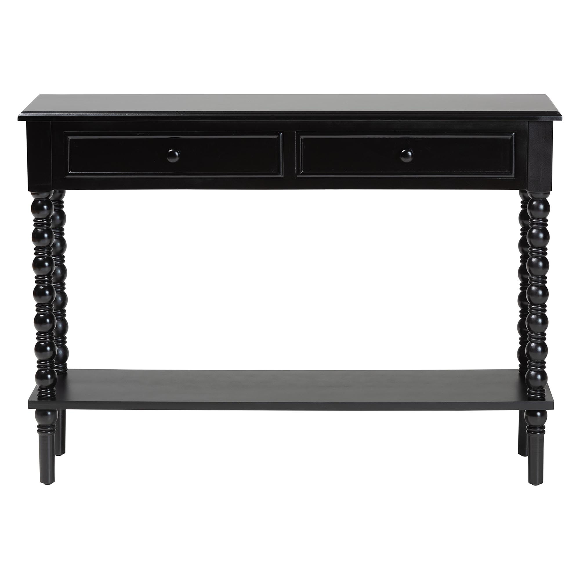 Baxton Studio Malinda Classic Black Wood 2-Drawer Console Table with Spindle Legs