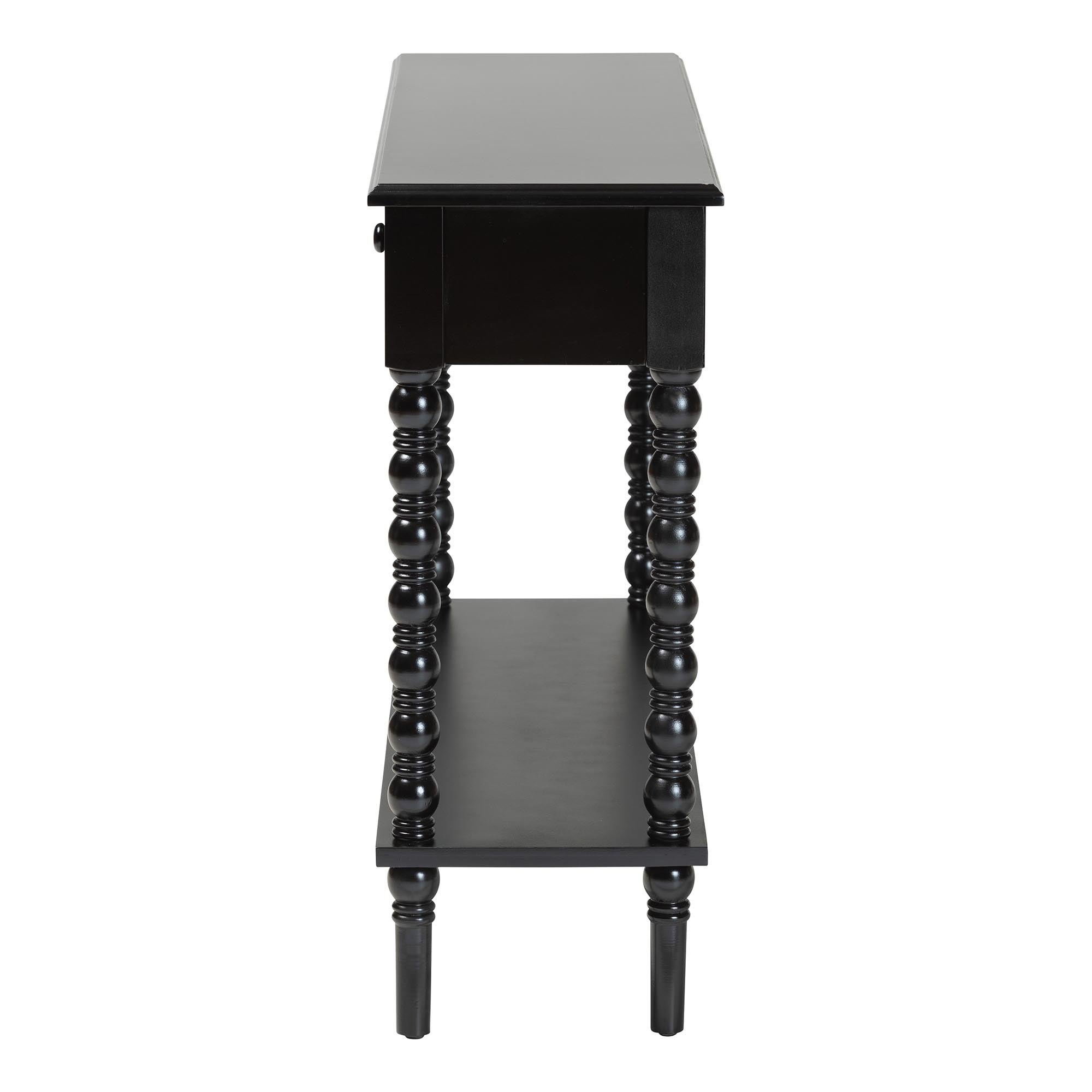 Baxton Studio Malinda Classic Black Wood 2-Drawer Console Table with Spindle Legs