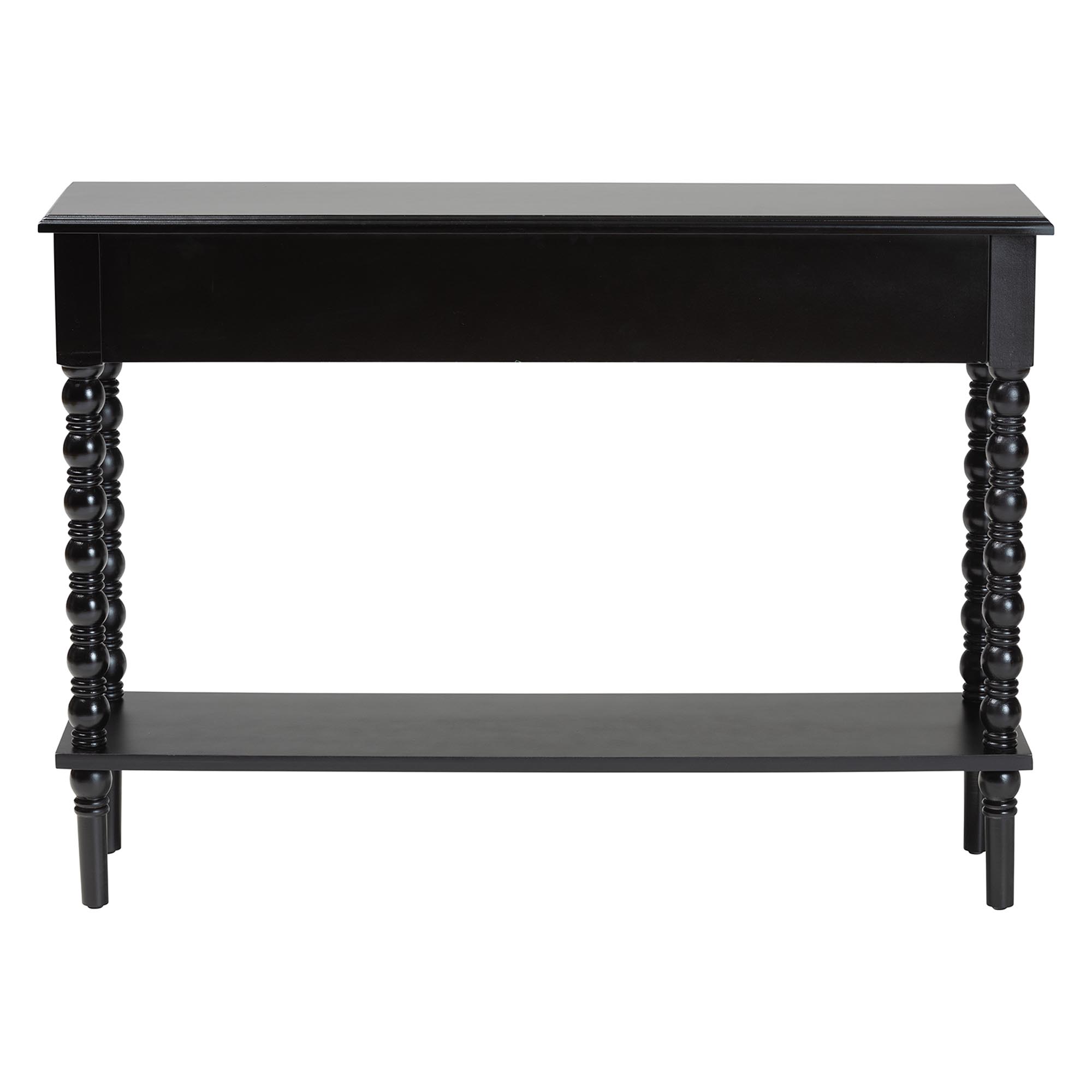 Baxton Studio Malinda Classic Black Wood 2-Drawer Console Table with Spindle Legs