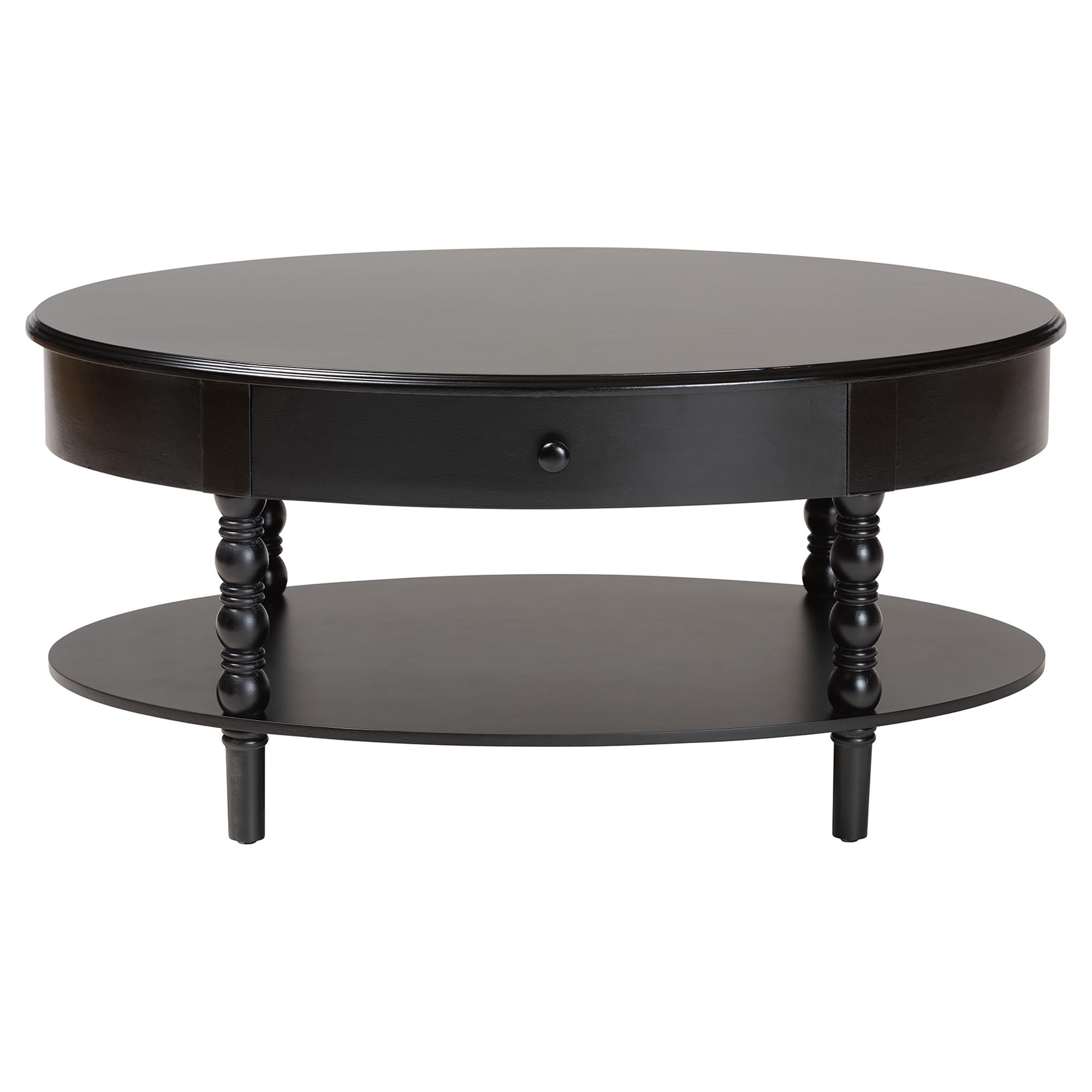 Baxton Studio Malinda Classic Black Wood 1-Drawer Coffee Table with Spindle Legs