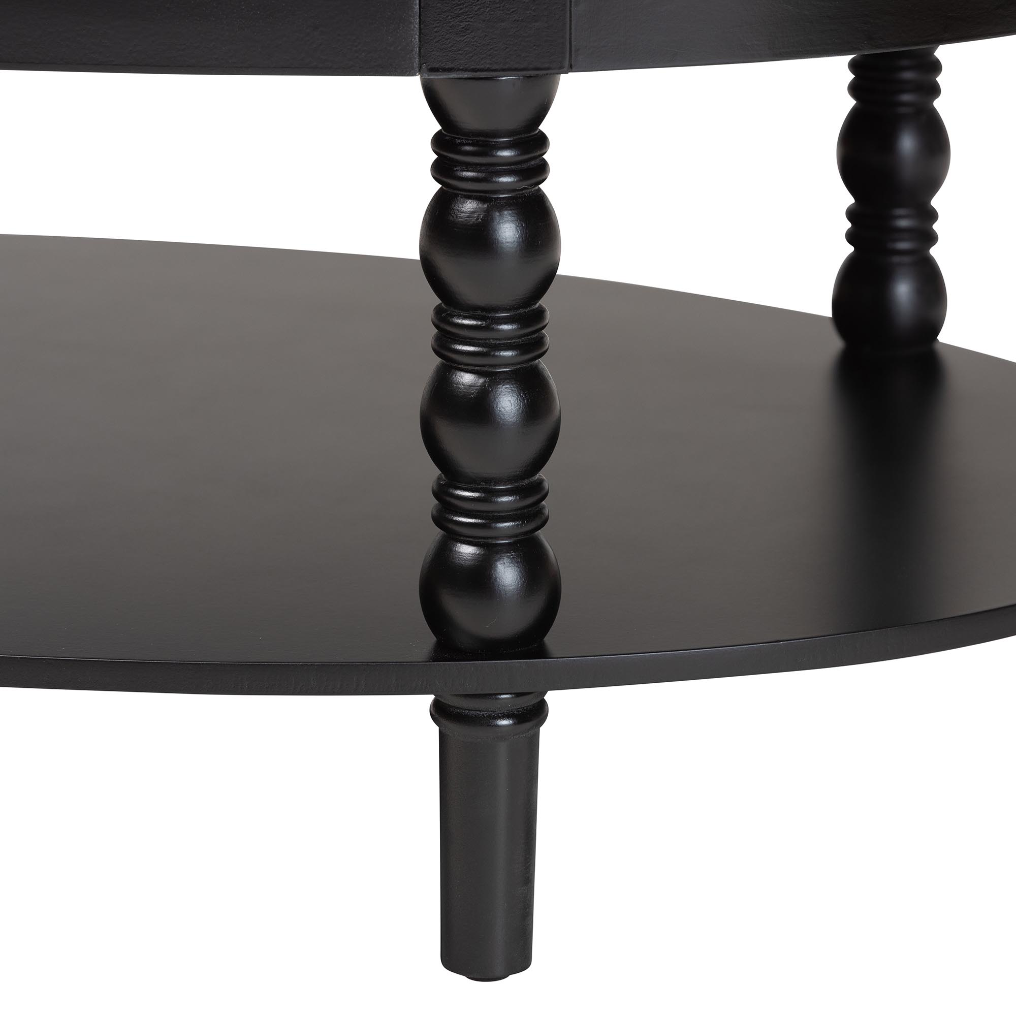 Baxton Studio Malinda Classic Black Wood 1-Drawer Coffee Table with Spindle Legs
