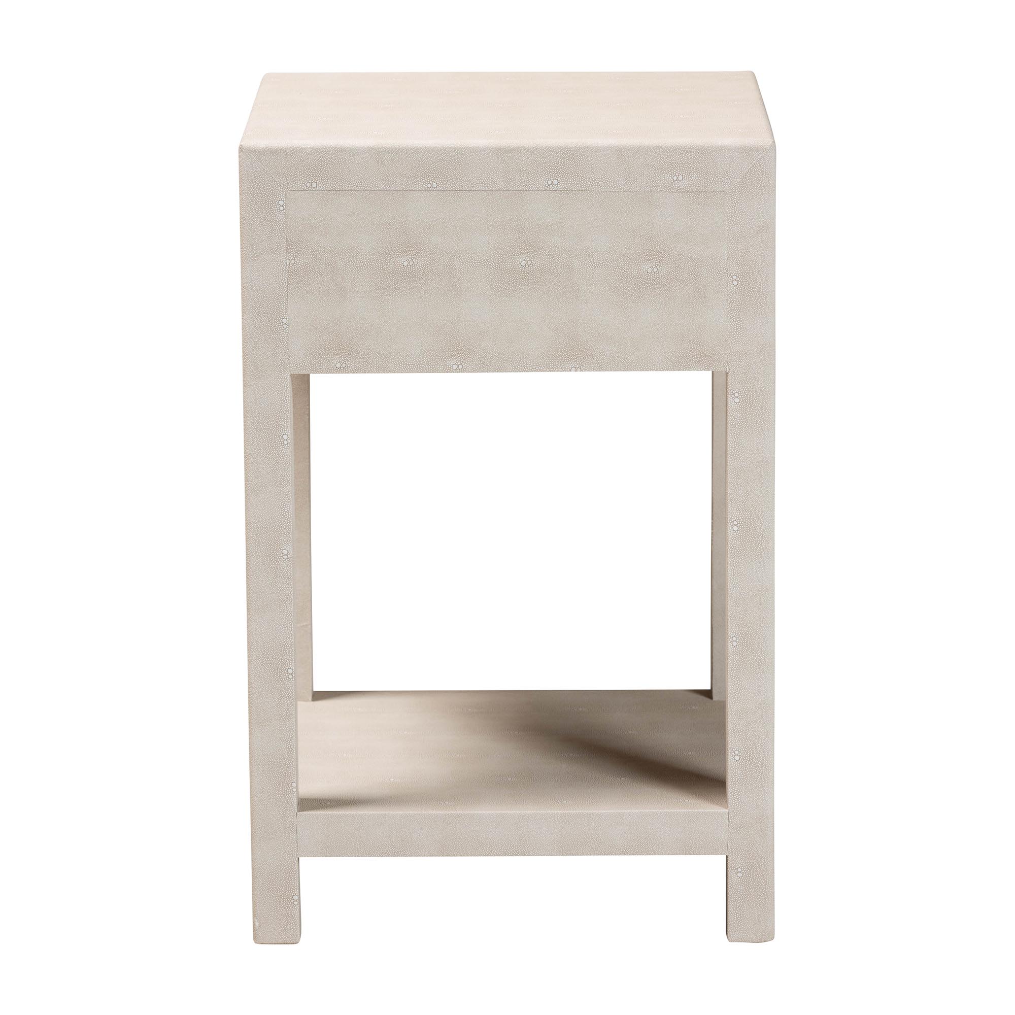 Baxton Studio Dansby Modern Beige Faux Shagreen 1-Drawer End Table