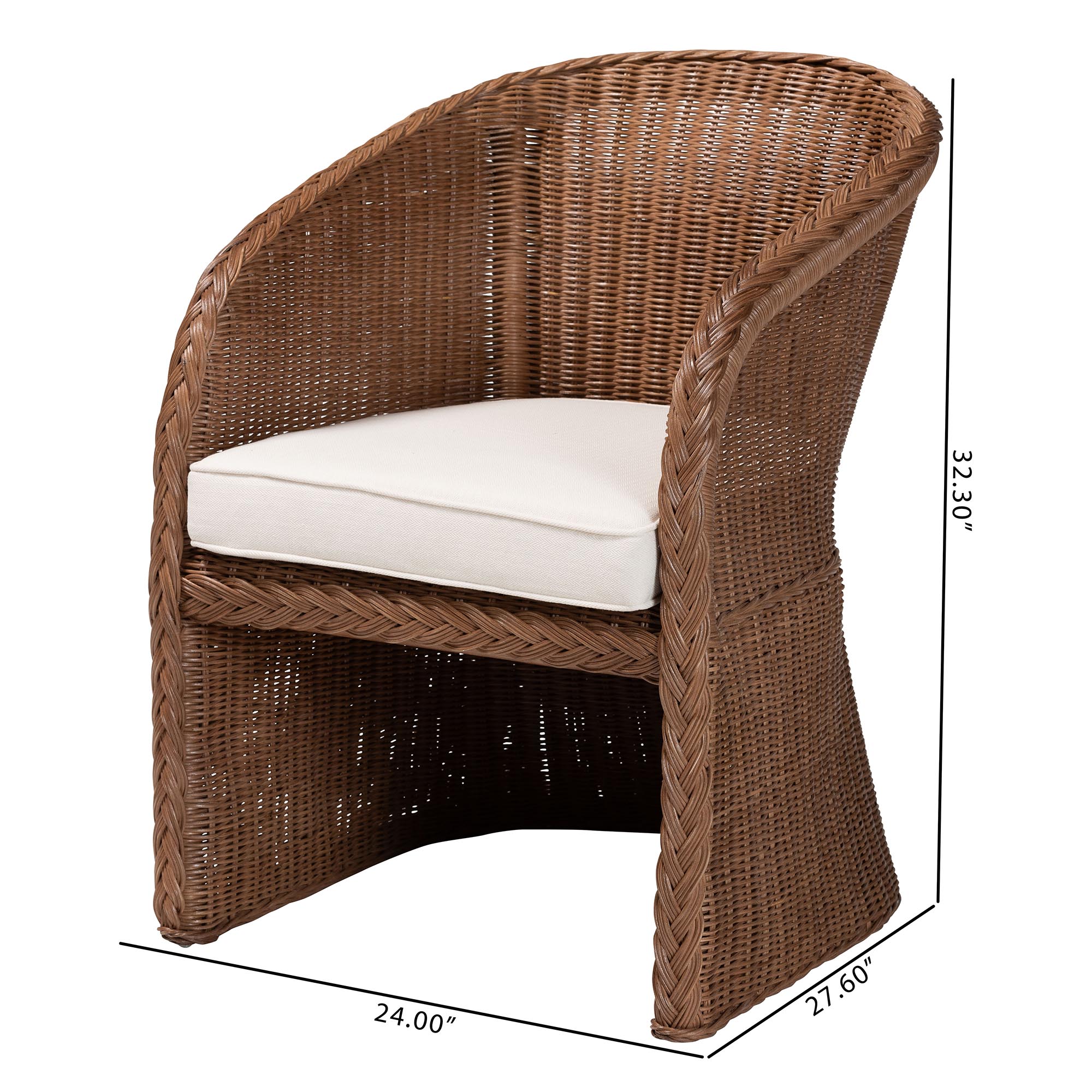 bali & pari Memphis Bohemian Peanut Brown Braided Rattan Arm Chair