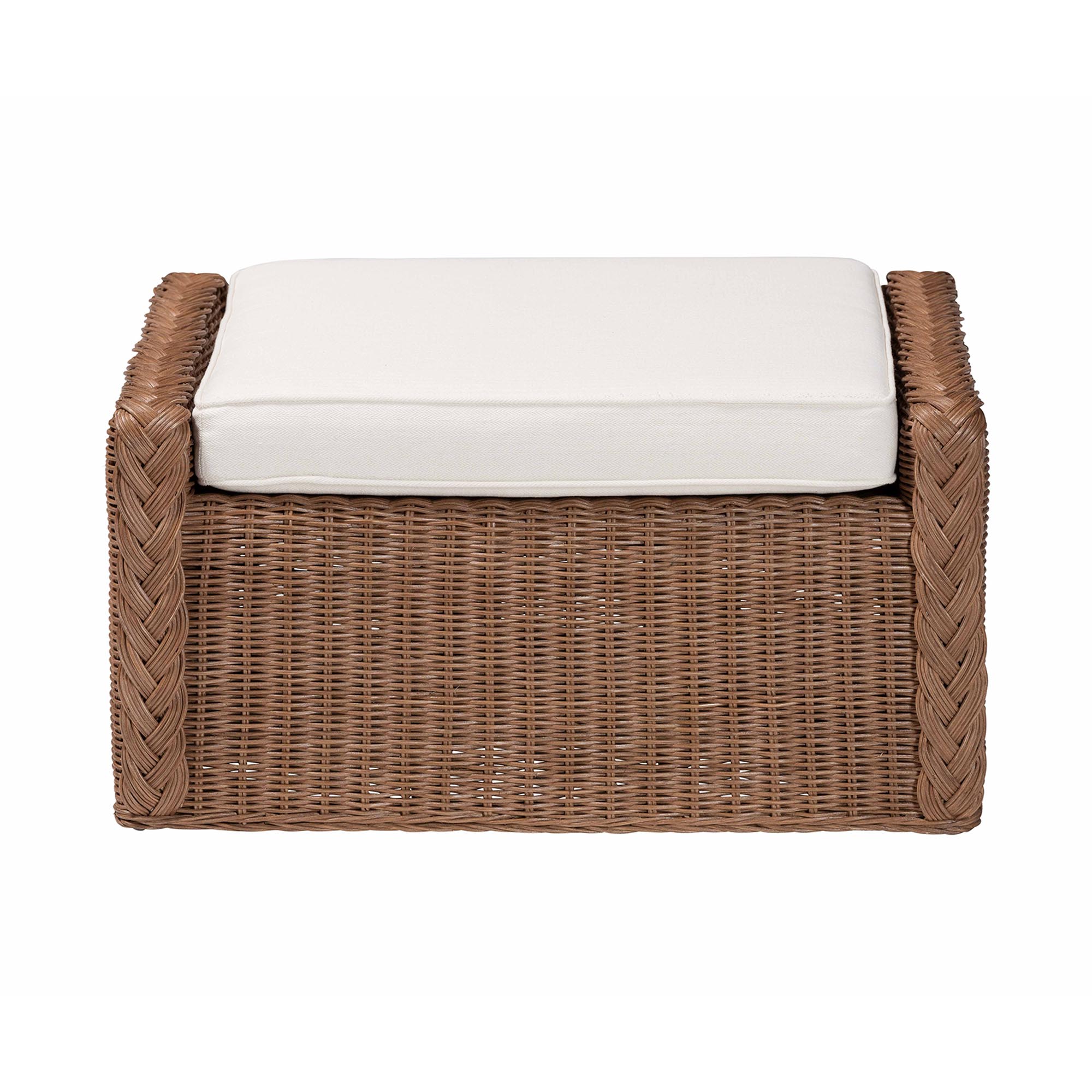 bali & pari Derris Bohemian Peanut Brown Braided Rattan Footstool