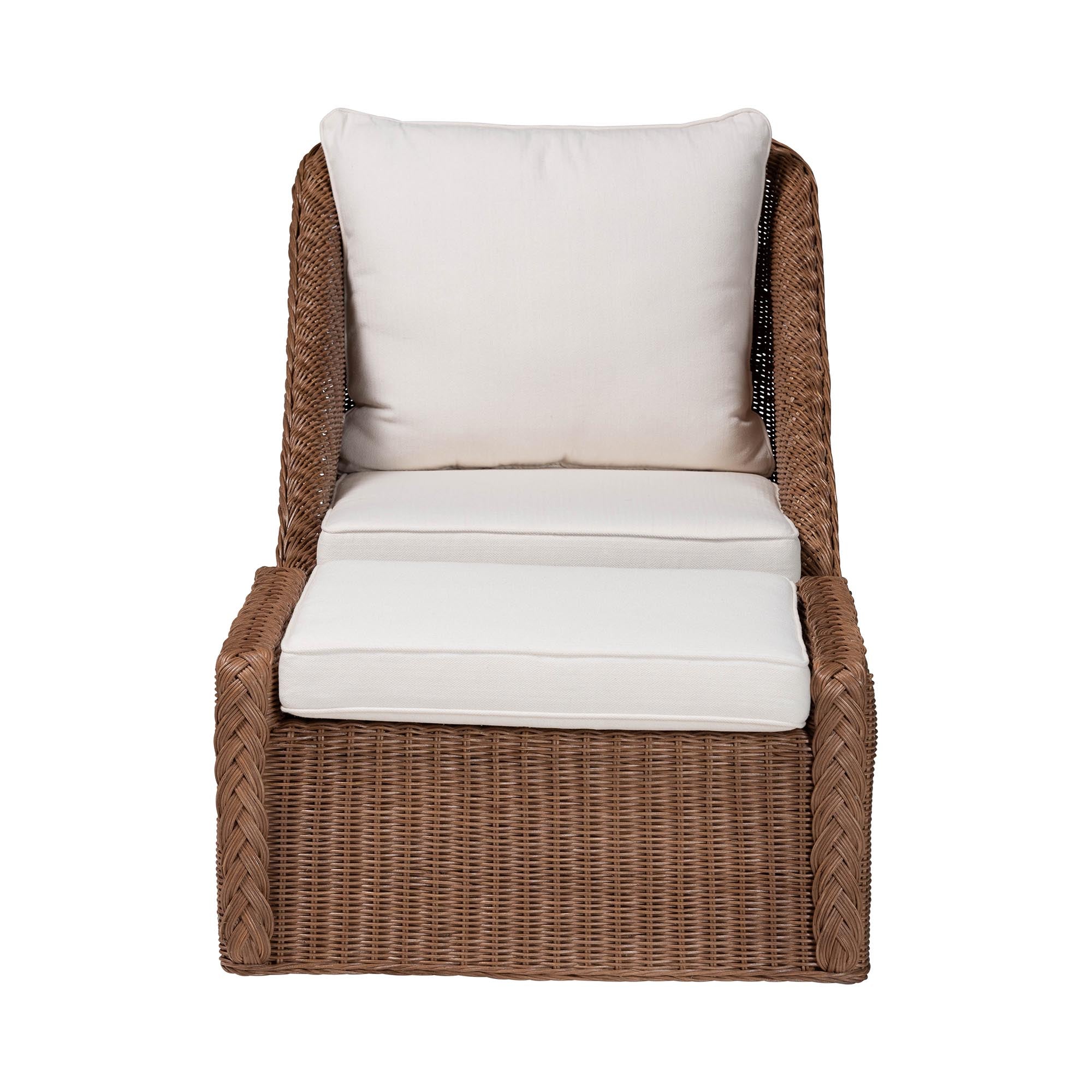 bali & pari Derris Bohemian Peanut Brown Braided Rattan 2-Piece Arm Chair and Footstool Set