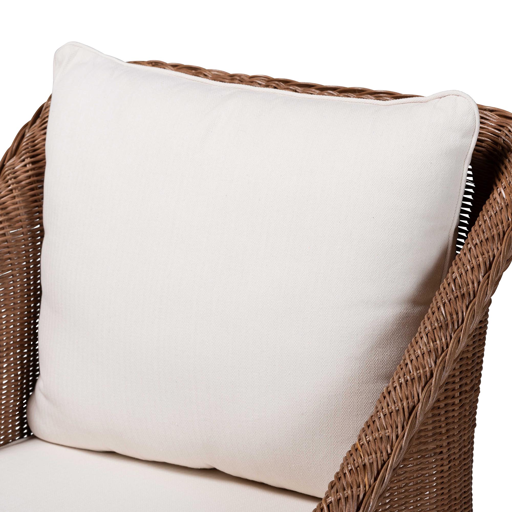 bali & pari Derris Bohemian Peanut Brown Braided Rattan 2-Piece Arm Chair and Footstool Set