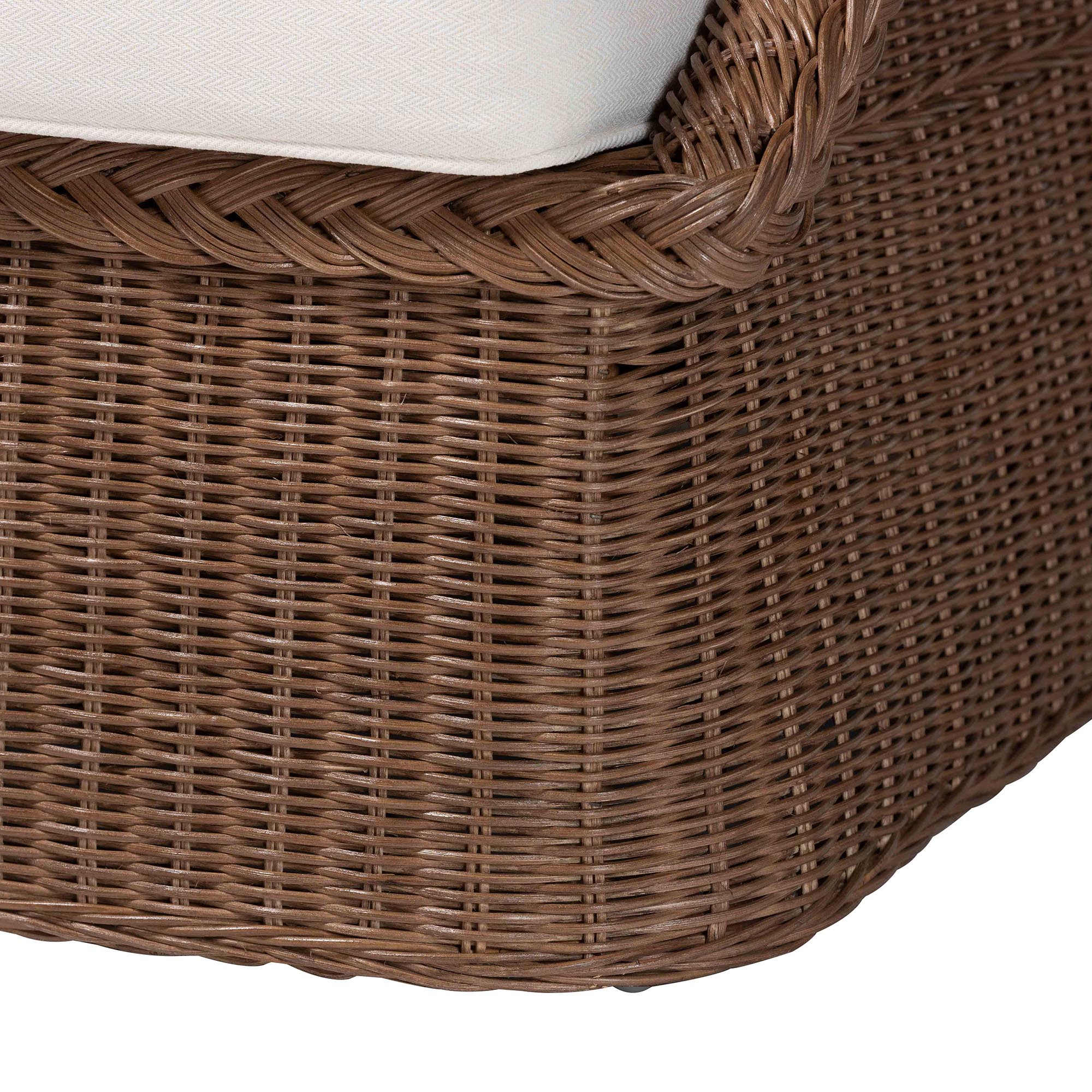 bali & pari Derris Bohemian Peanut Brown Braided Rattan Sofa