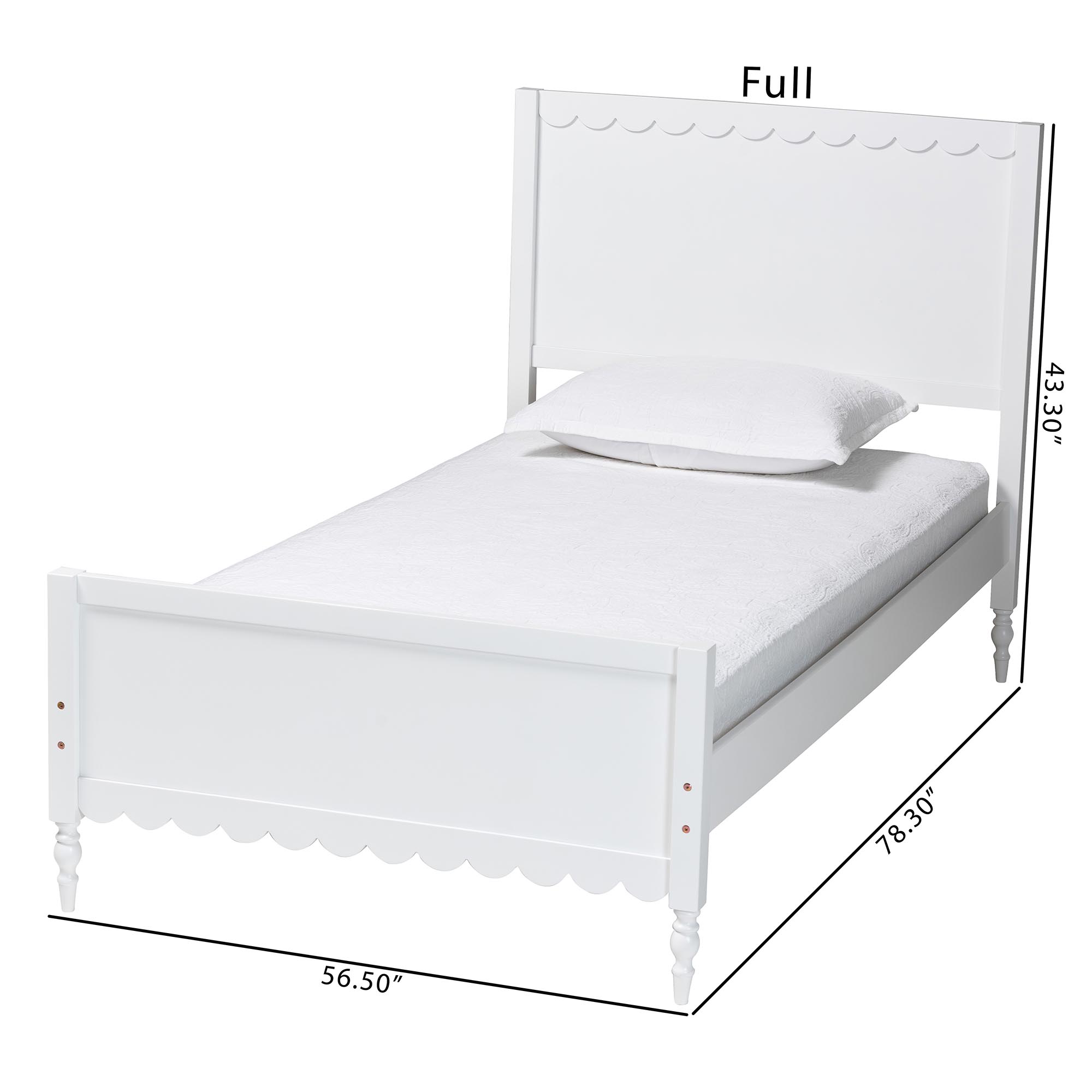 Baxton Studio Roni Modern White Wood Twin Platform Bed with Scalloped Edges