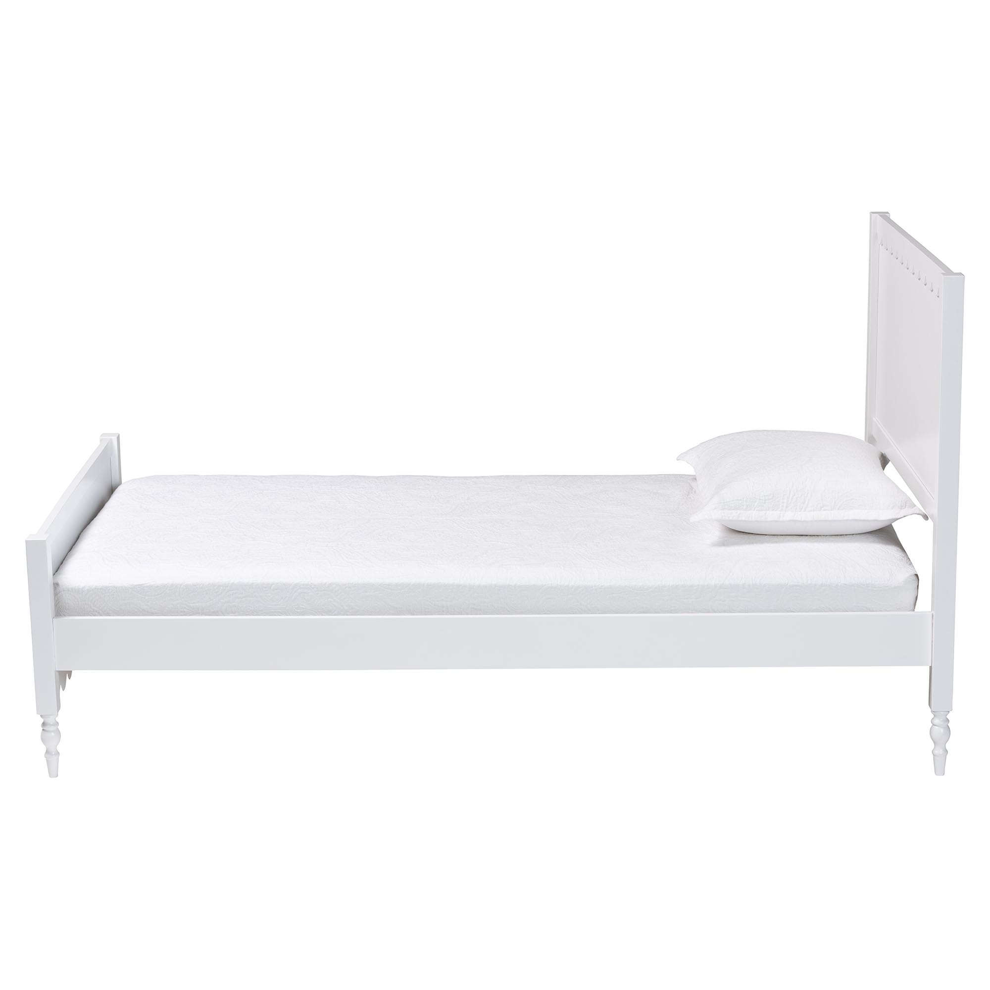 Baxton Studio Roni Modern White Wood Full Platform Bed with Scalloped Edges