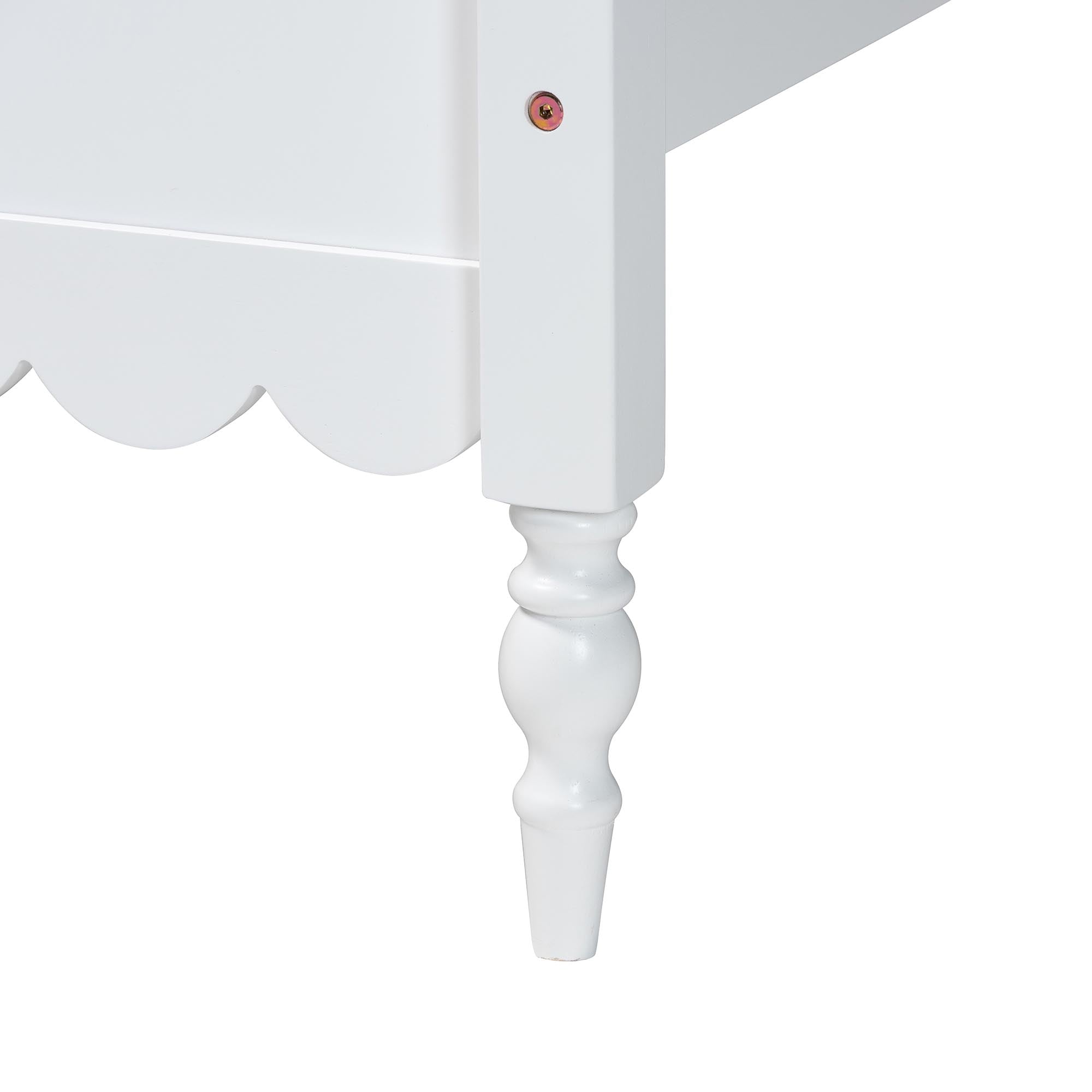 Baxton Studio Roni Modern White Wood Full Platform Bed with Scalloped Edges