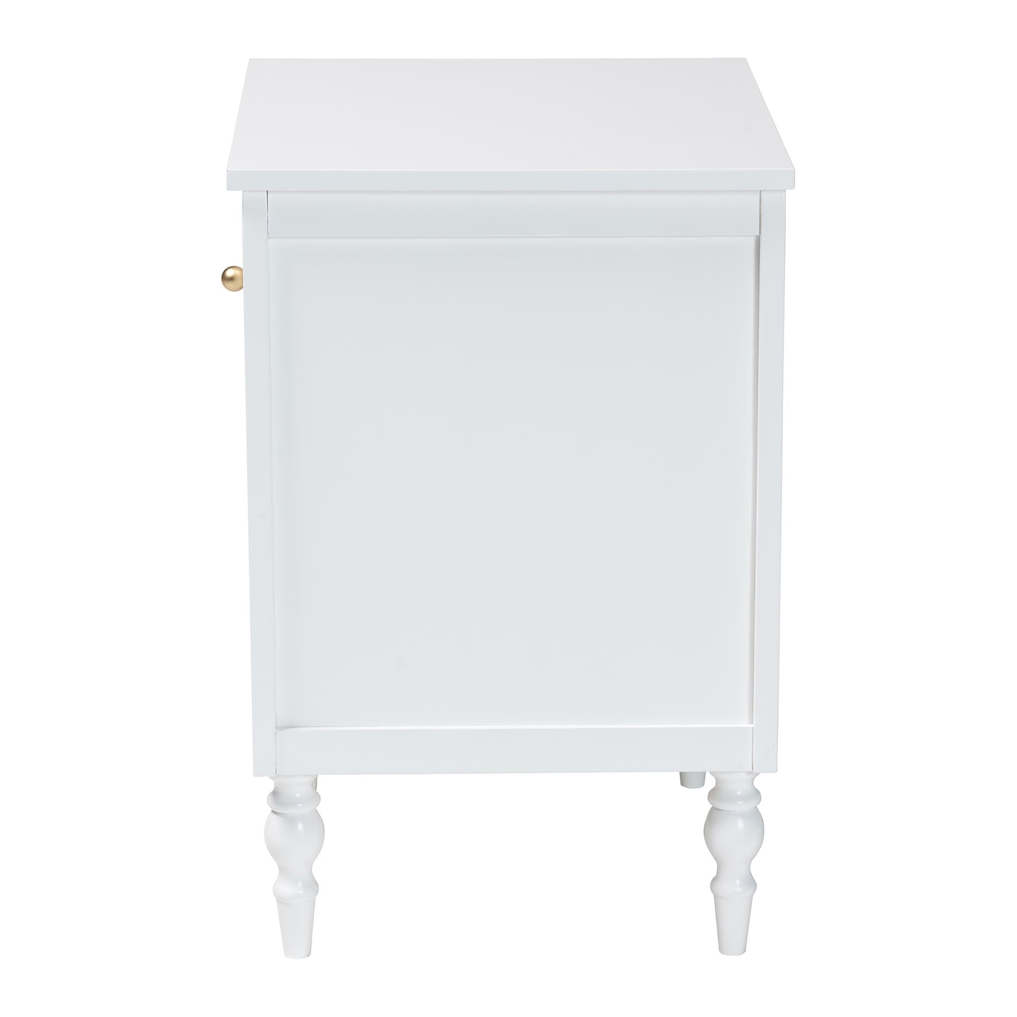 Baxton Studio Roni Modern White Wood 1-Drawer Nightstand with Scalloped Edges