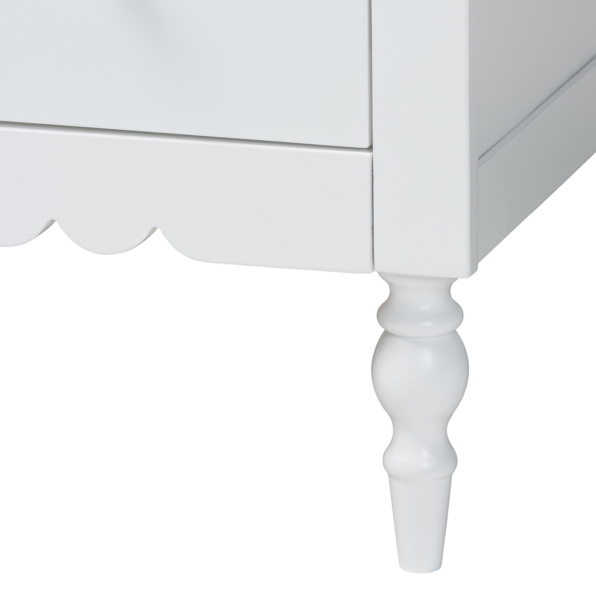 Baxton Studio Roni Modern White Wood 7-Drawer Dresser with Scalloped Edges