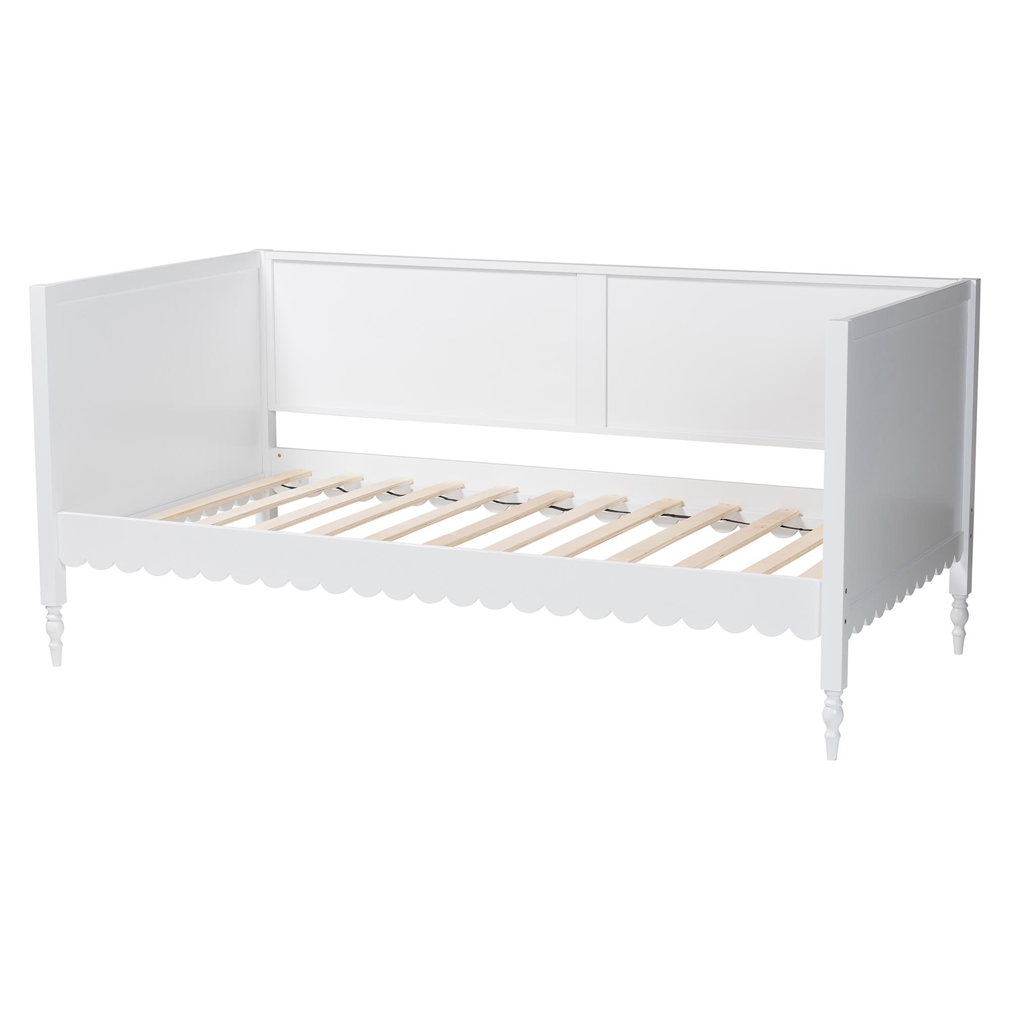 Baxton Studio Roni Modern White Wood Twin Daybed with Scalloped Edges