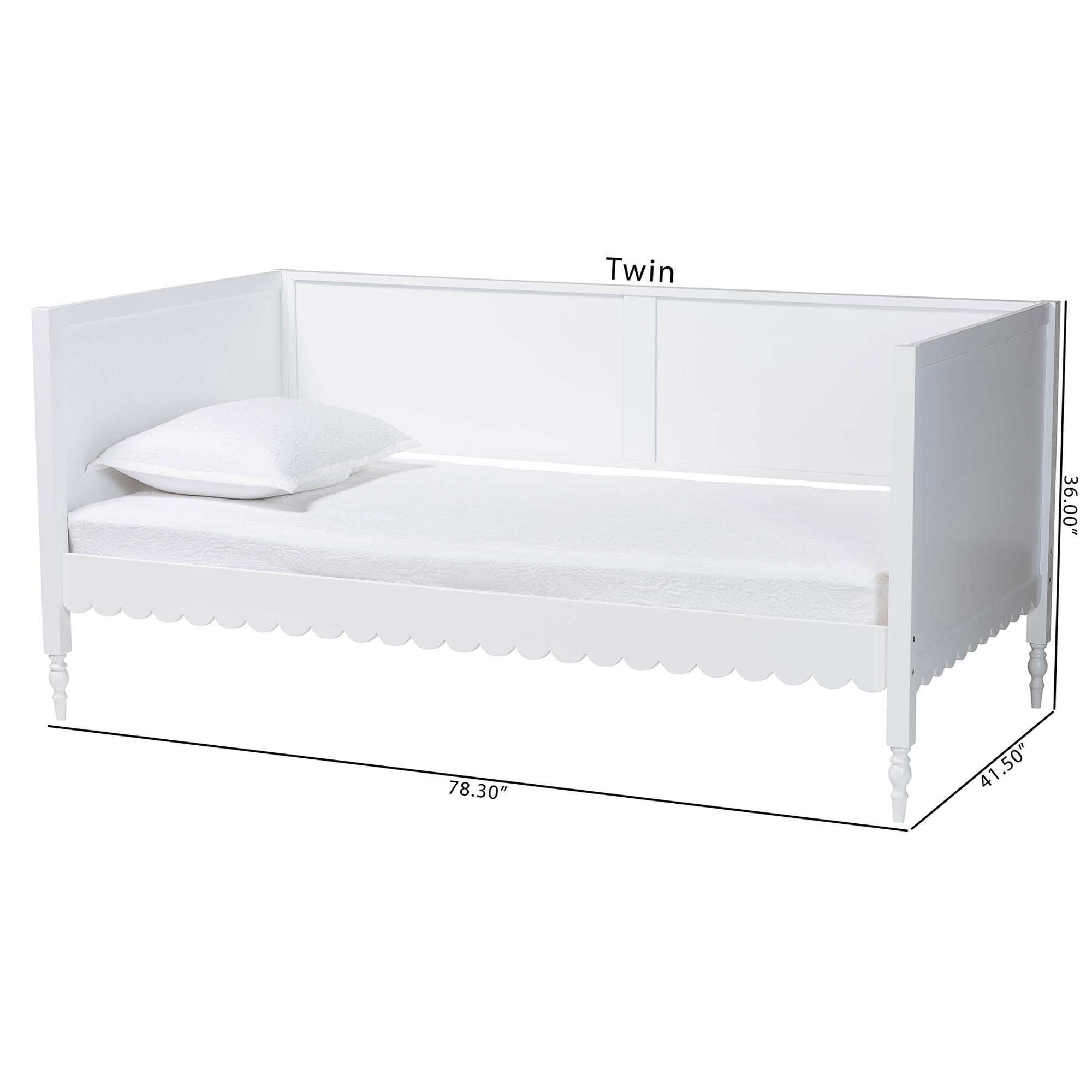 Baxton Studio Roni Modern White Wood Twin Daybed with Scalloped Edges
