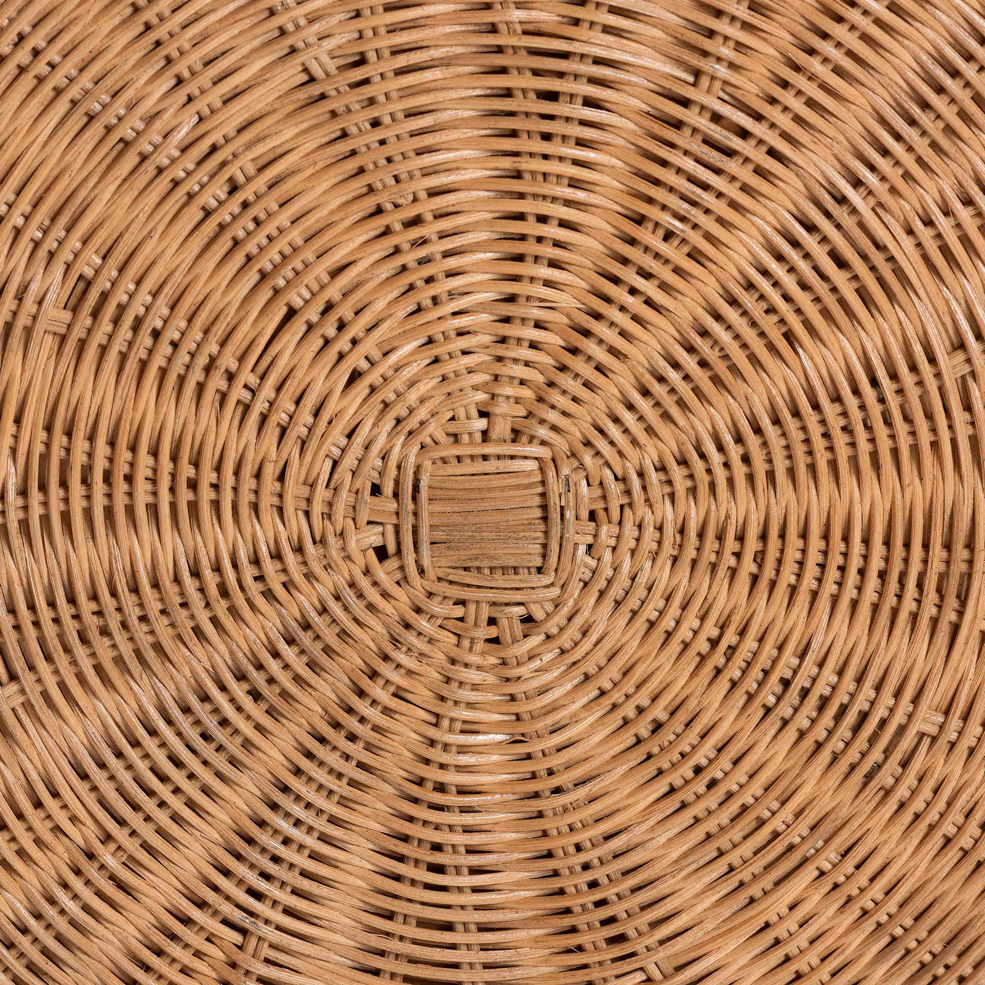 bali & pari Palm Scallop Natural Rattan Ottoman with Cushion - Handwoven Wicker Accent Stool or Footrest for Living Room, Bedroom, or Sunroom, Coastal Boho Style, 32" Round
