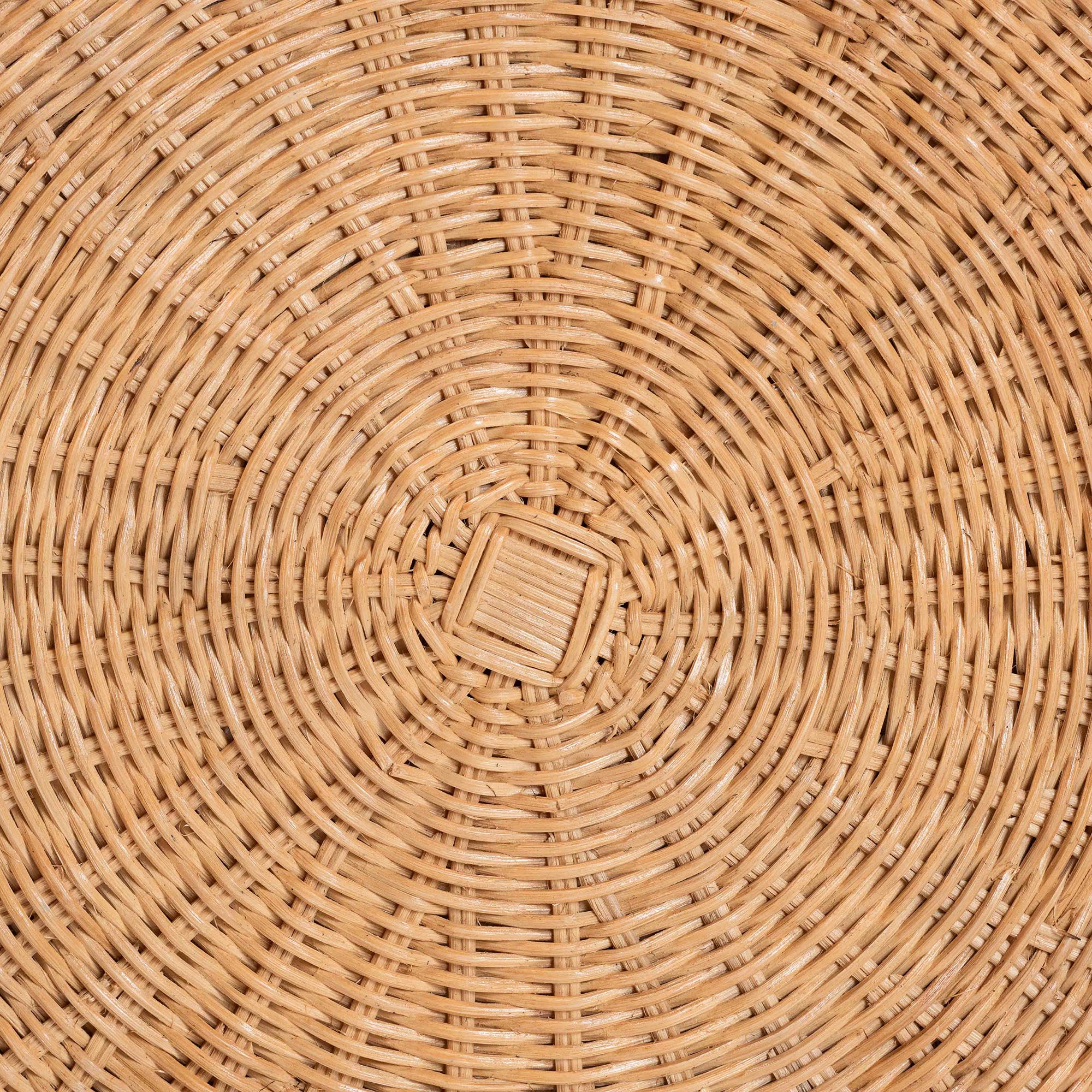bali & pari Palm Scallop Natural Rattan Ottoman with Cushion - Handwoven Wicker Accent Stool or Footrest for Living Room, Bedroom, or Sunroom, Coastal Boho Style, 26" Round