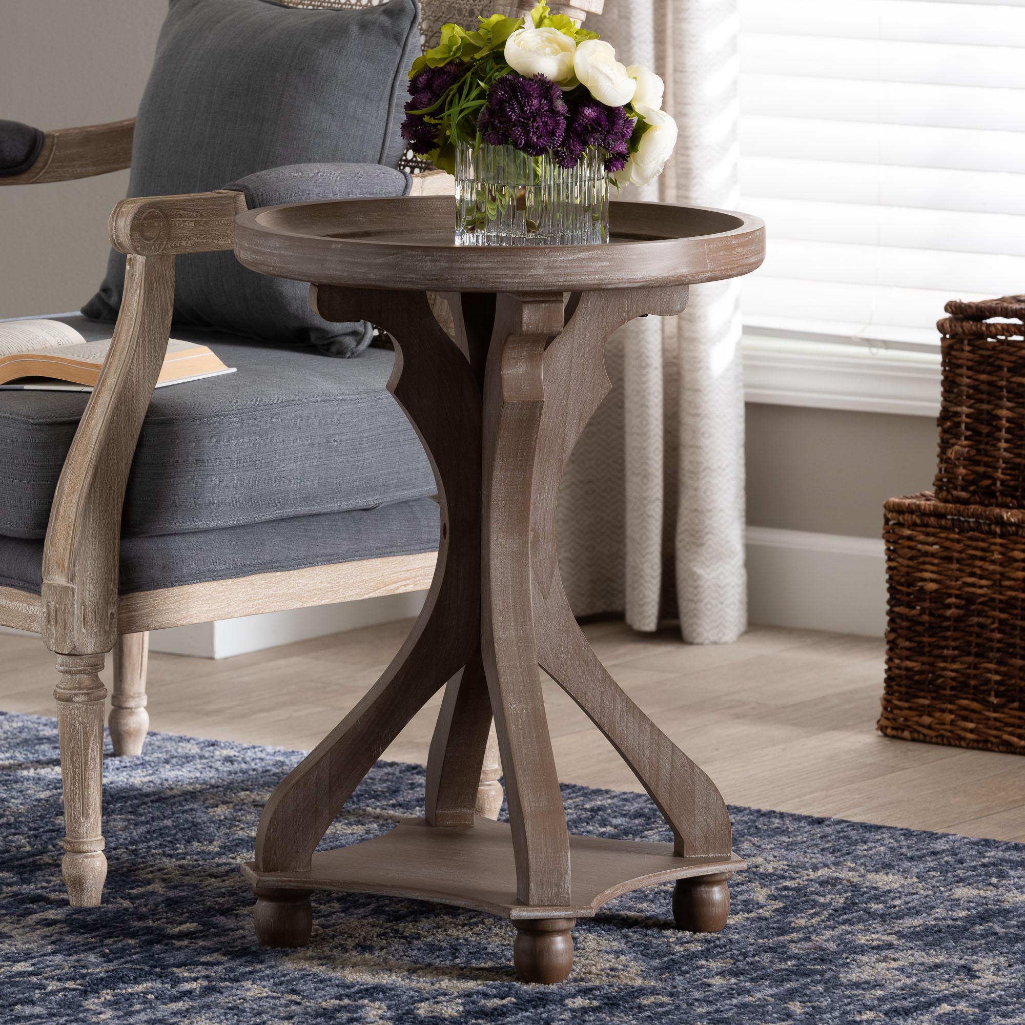 Baxton Studio Westlyn French Country Antique Brown Wood End Table