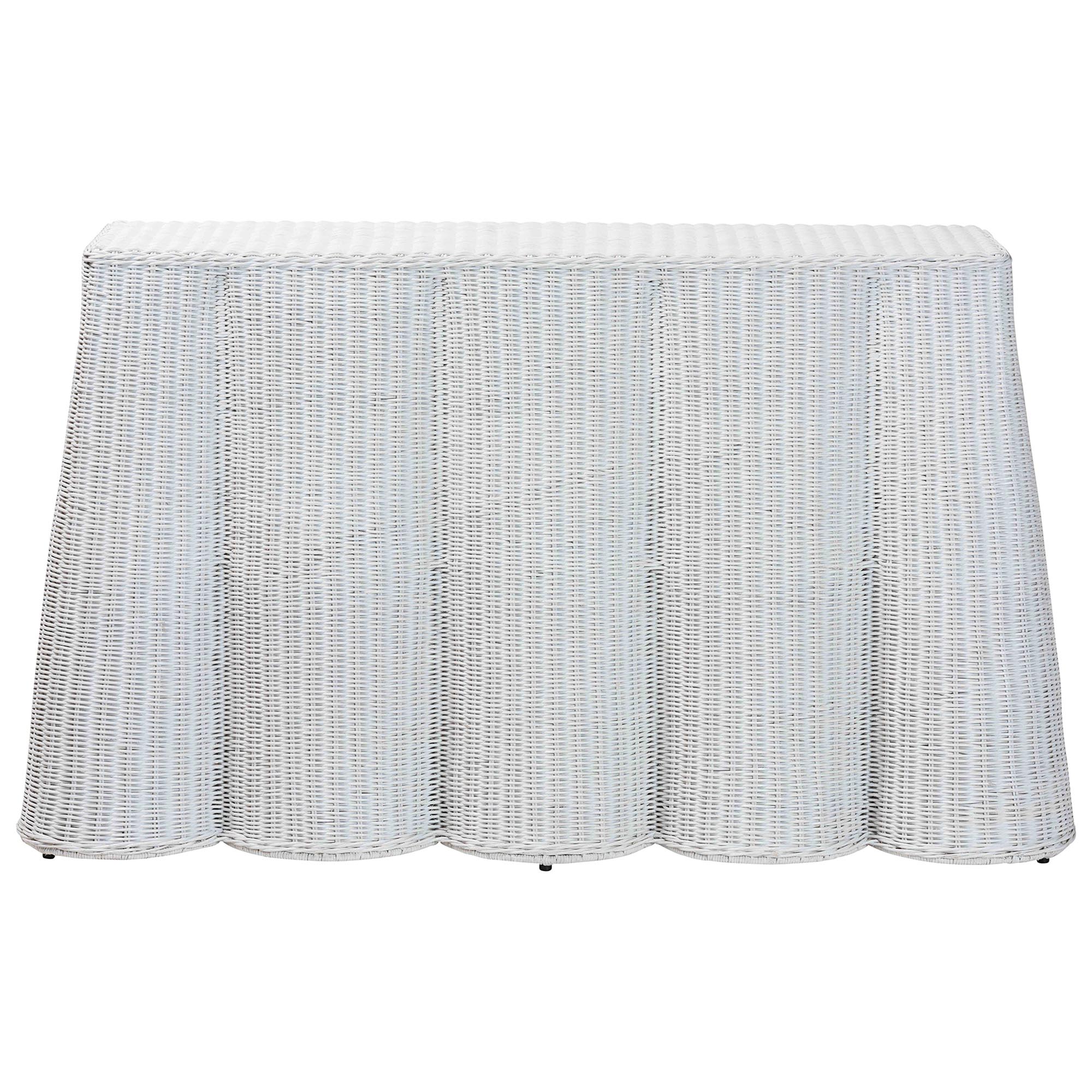 bali & pari Palm Bohemian White Scallop Rattan Console Table