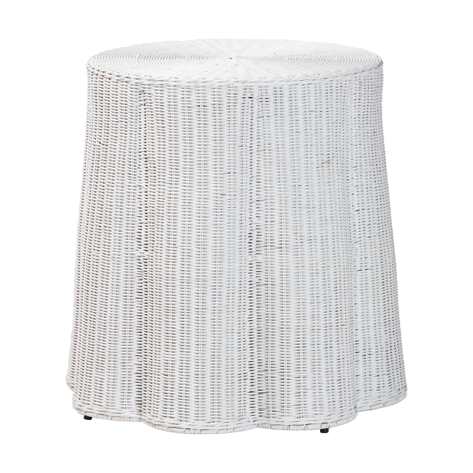 bali & pari Palm Bohemian White Scalloped Rattan Console Table