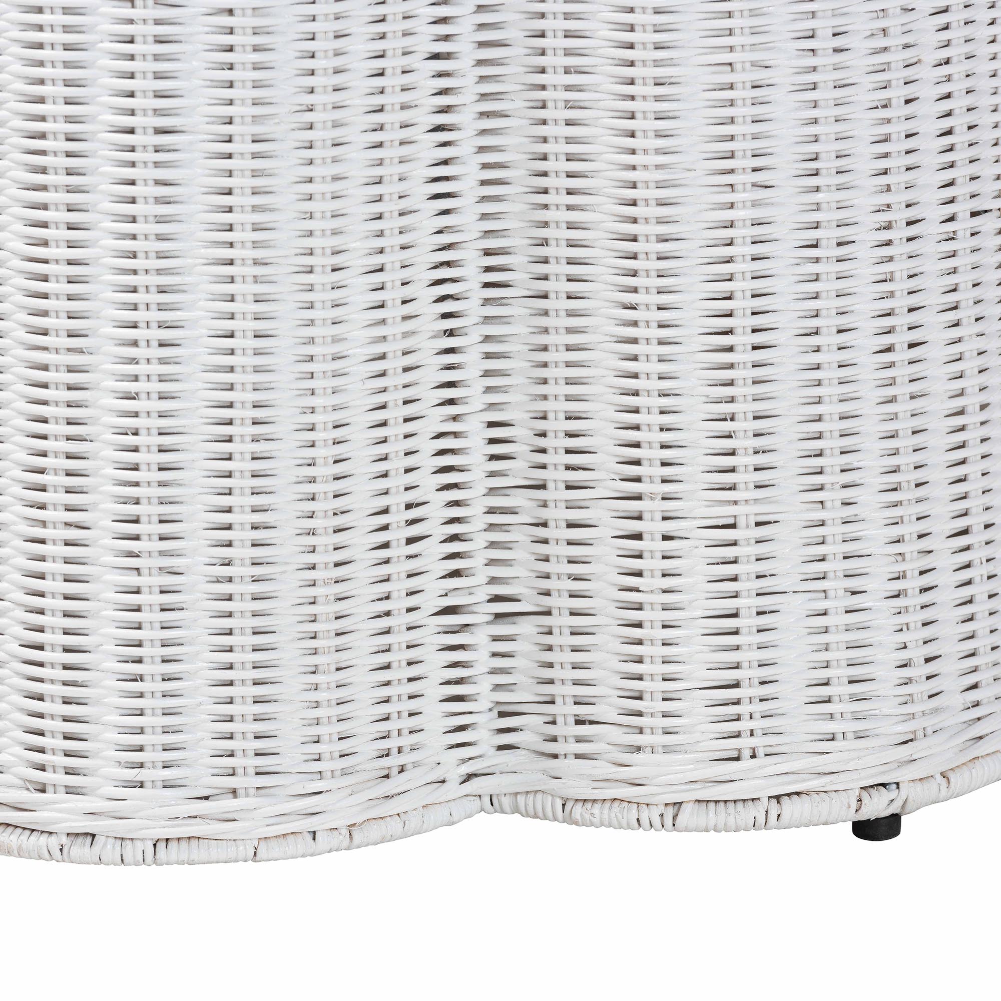 bali & pari Palm Bohemian White Scalloped Rattan Console Table