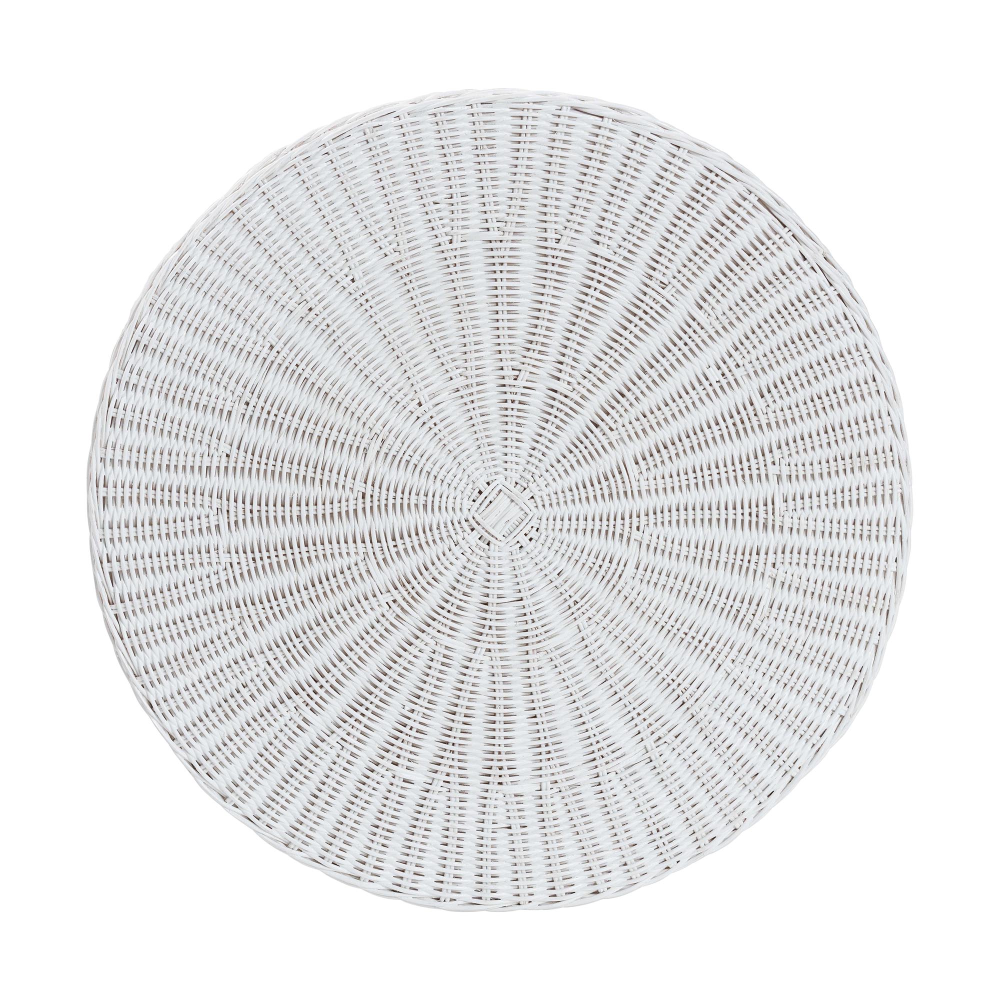 bali & pari Palm Bohemian White Scalloped Rattan Console Table