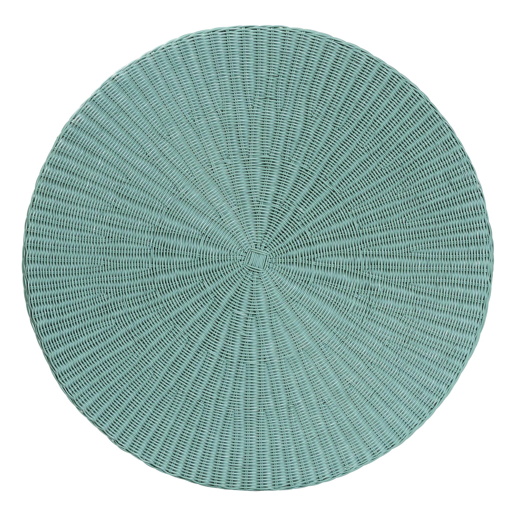 bali & pari Palm Bohemian Seafoam Green Scalloped Rattan Coffee Table