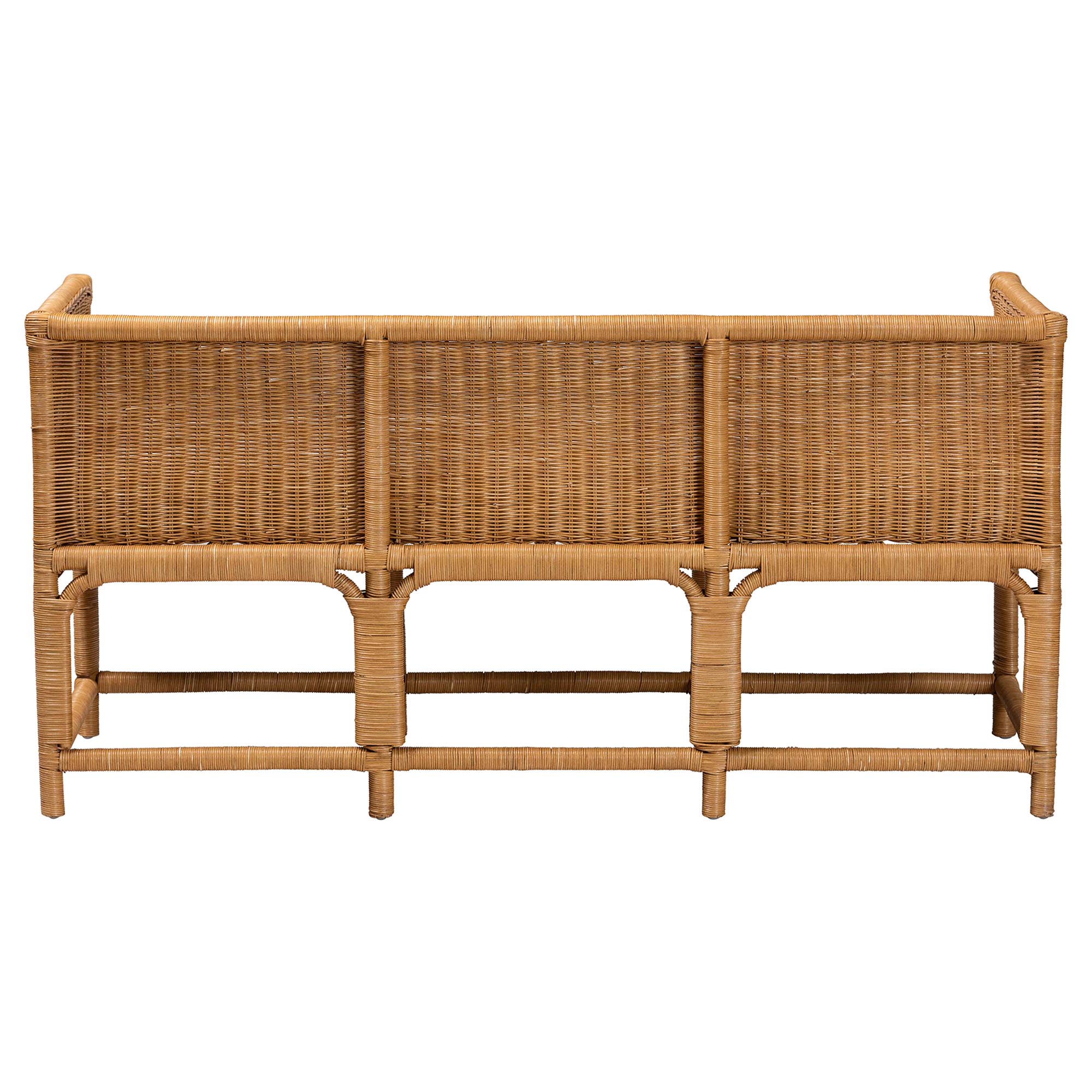 bali & pari Seranay Bohemian Scallop Light Honey Rattan Accent Bench