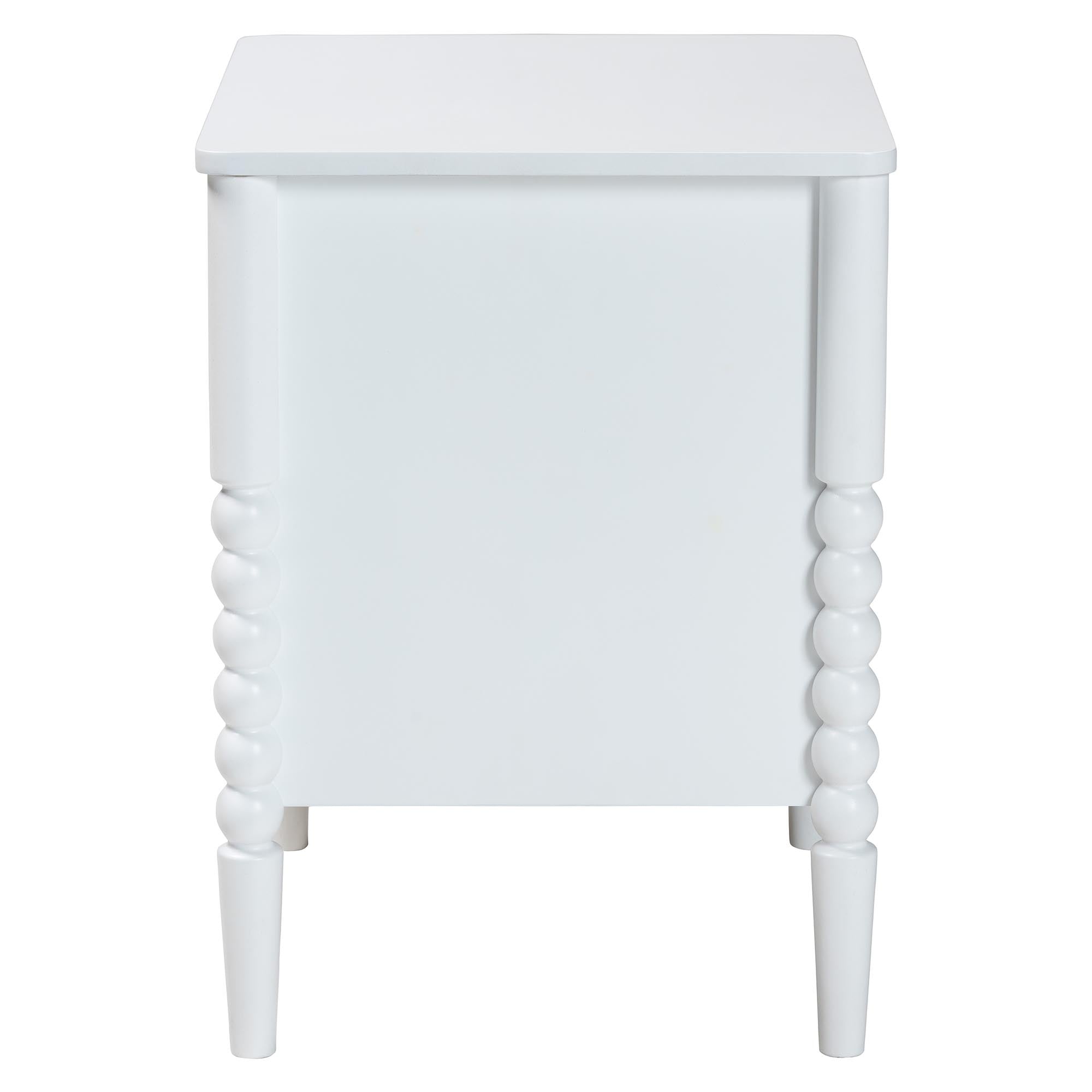 Baxton Studio Lucera Mid-Century White 2-Drawer Bobbin Nightstand