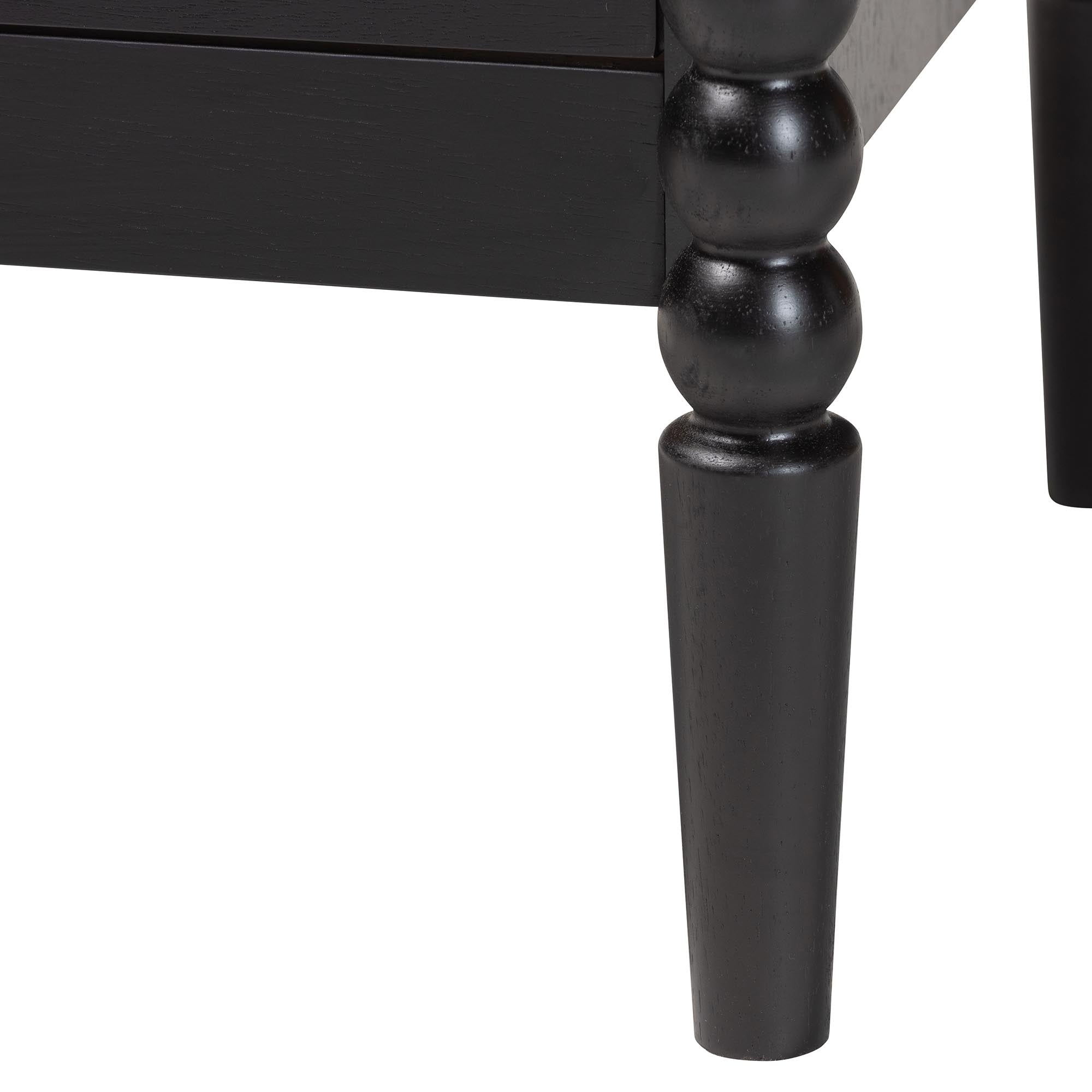 Baxton Studio Lucera Mid-Century Black 2-Drawer Bobbin Nightstand