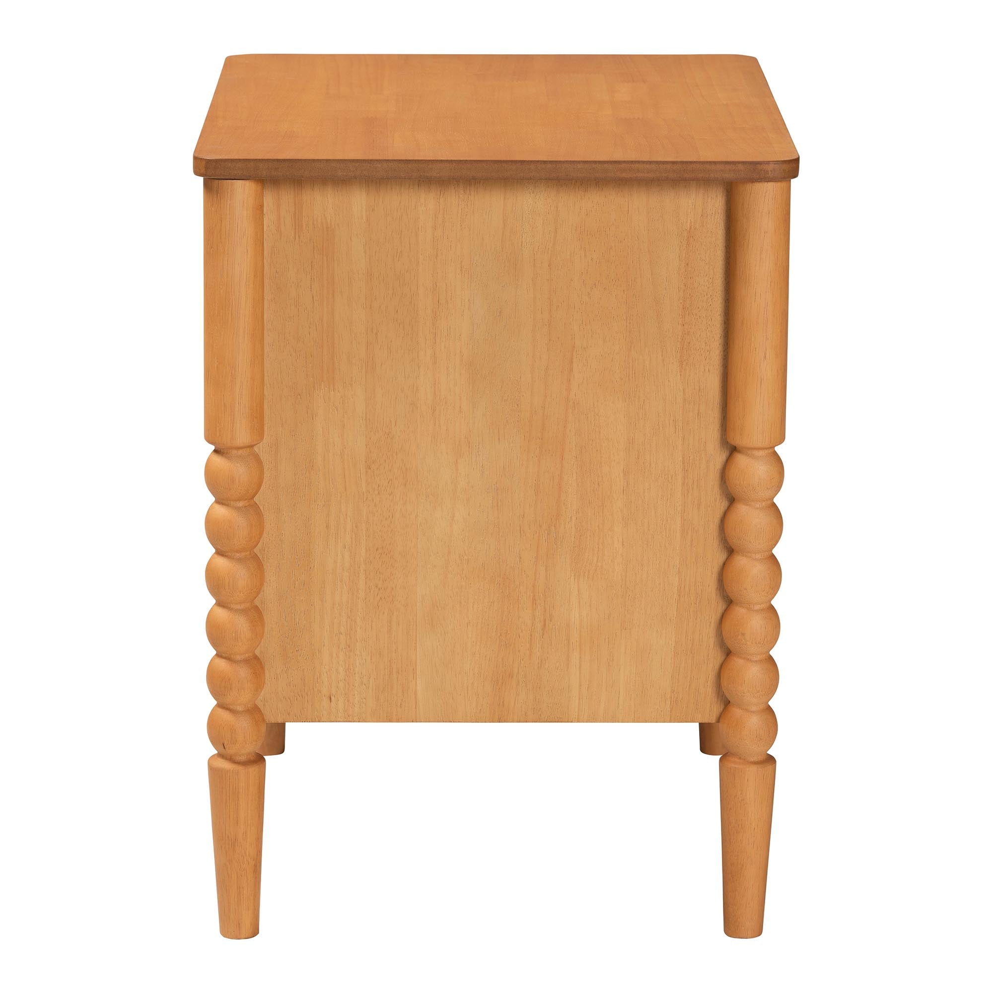 Baxton Studio Lucera Mid-Century Oak Brown 2-Drawer Bobbin Nightstand