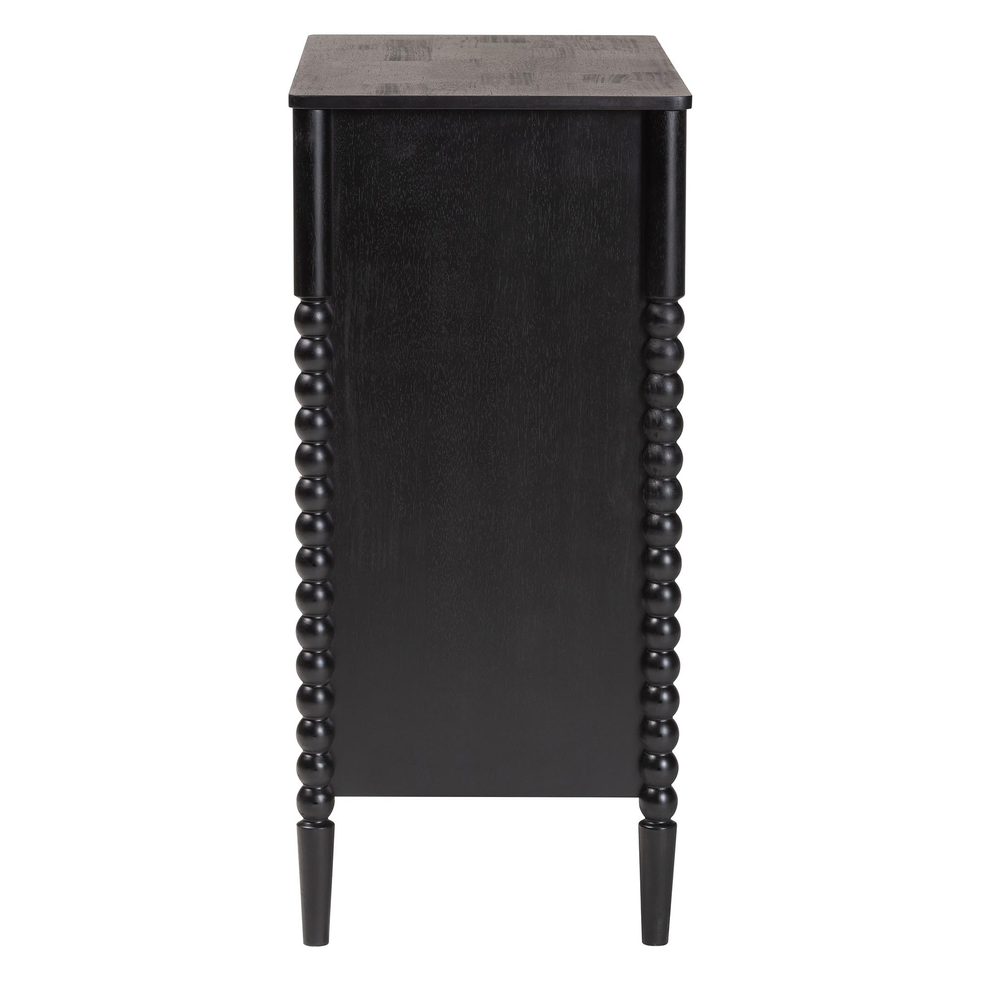 Baxton Studio Lucera Mid-Century Black Bobbin Wood 4-Drawer Chest
