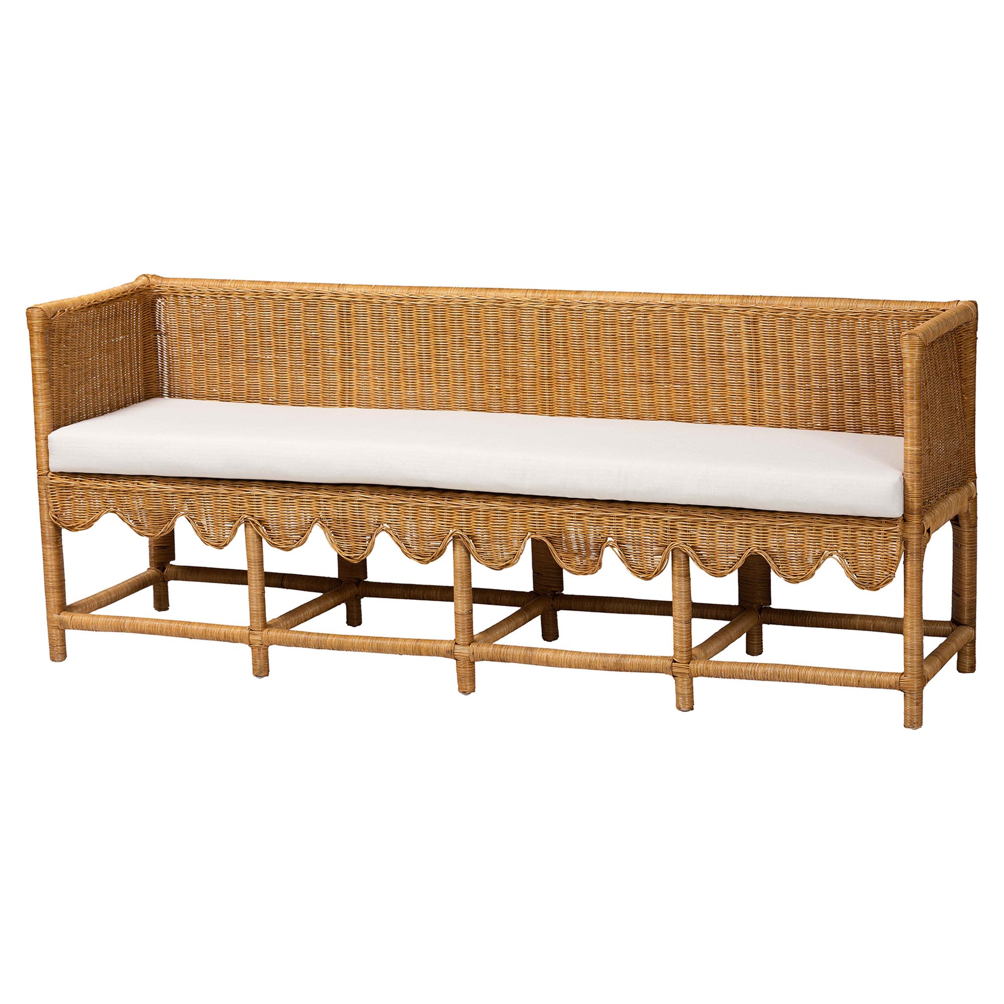 bali & pari Seranay Bohemian Scallop Light Honey Rattan 2-Piece Dining Nook Set