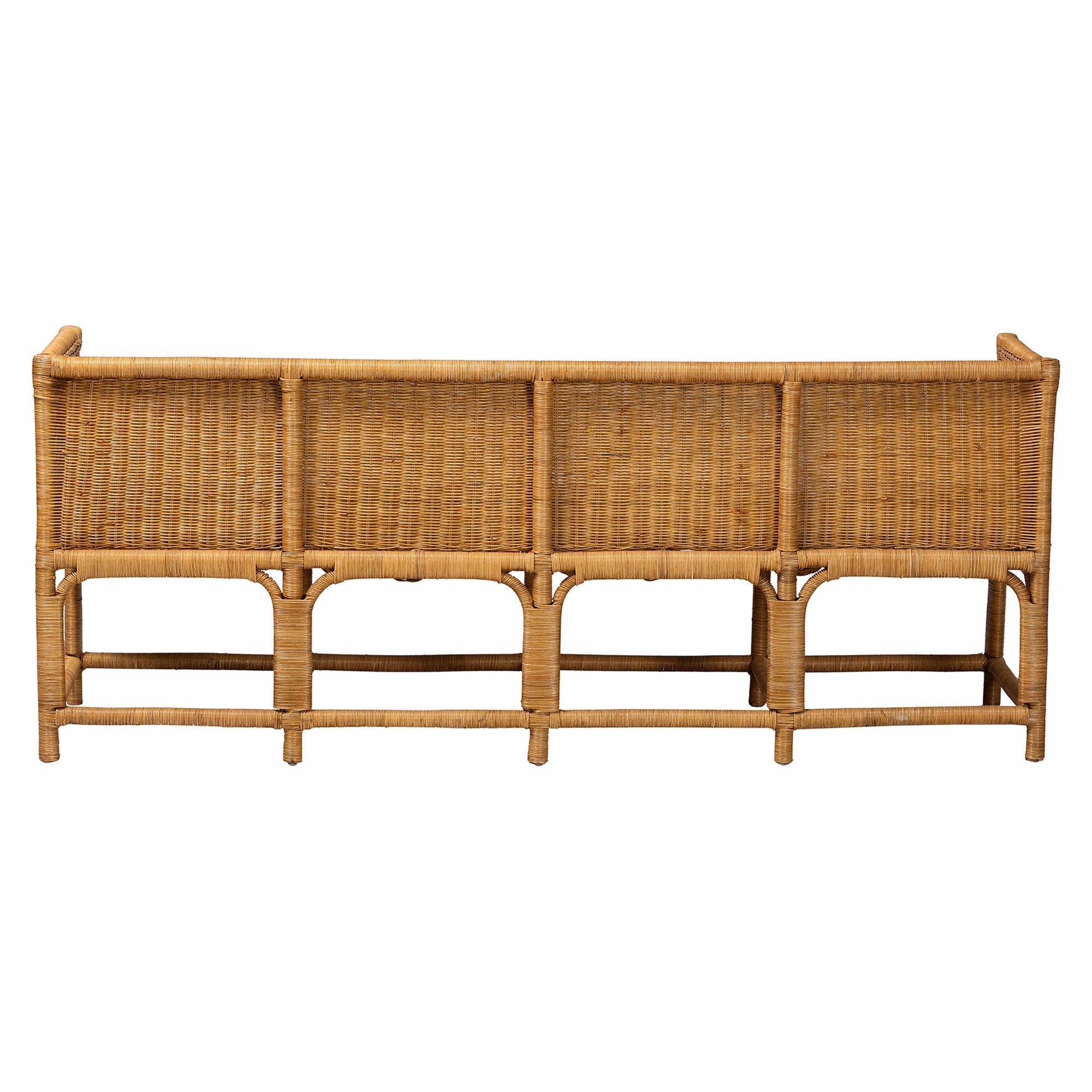 bali & pari Seranay Bohemian Scallop Light Honey Rattan Long Dining Bench