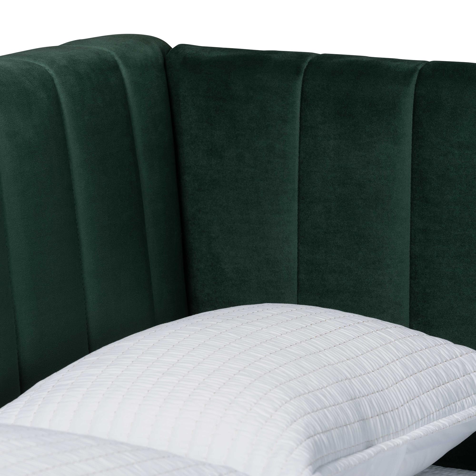 Baxton Studio Oksana Glam and Luxe Emerald Green Velvet and Gold Metal Full Daybed