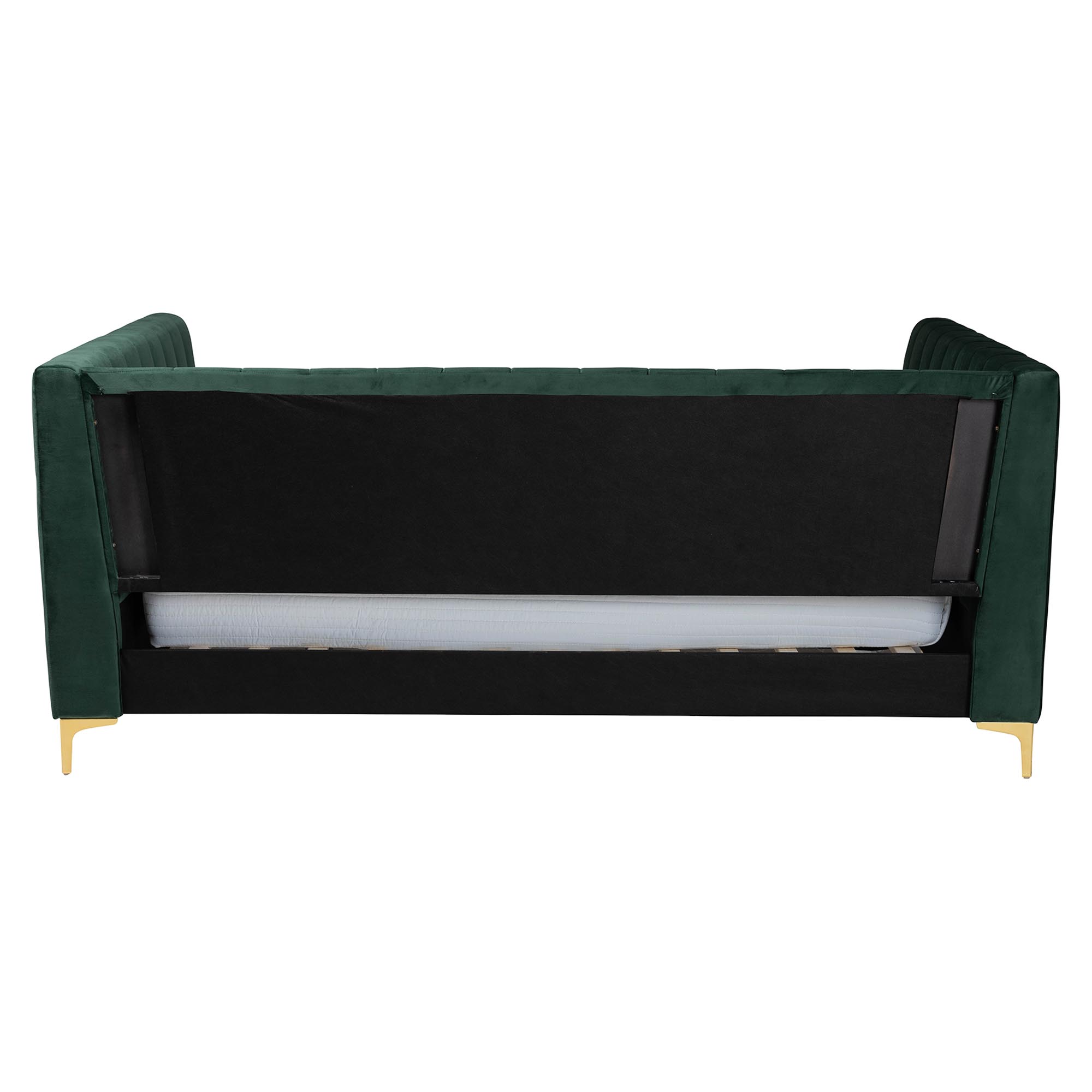Baxton Studio Oksana Glam and Luxe Emerald Green Velvet and Gold Metal Full Daybed