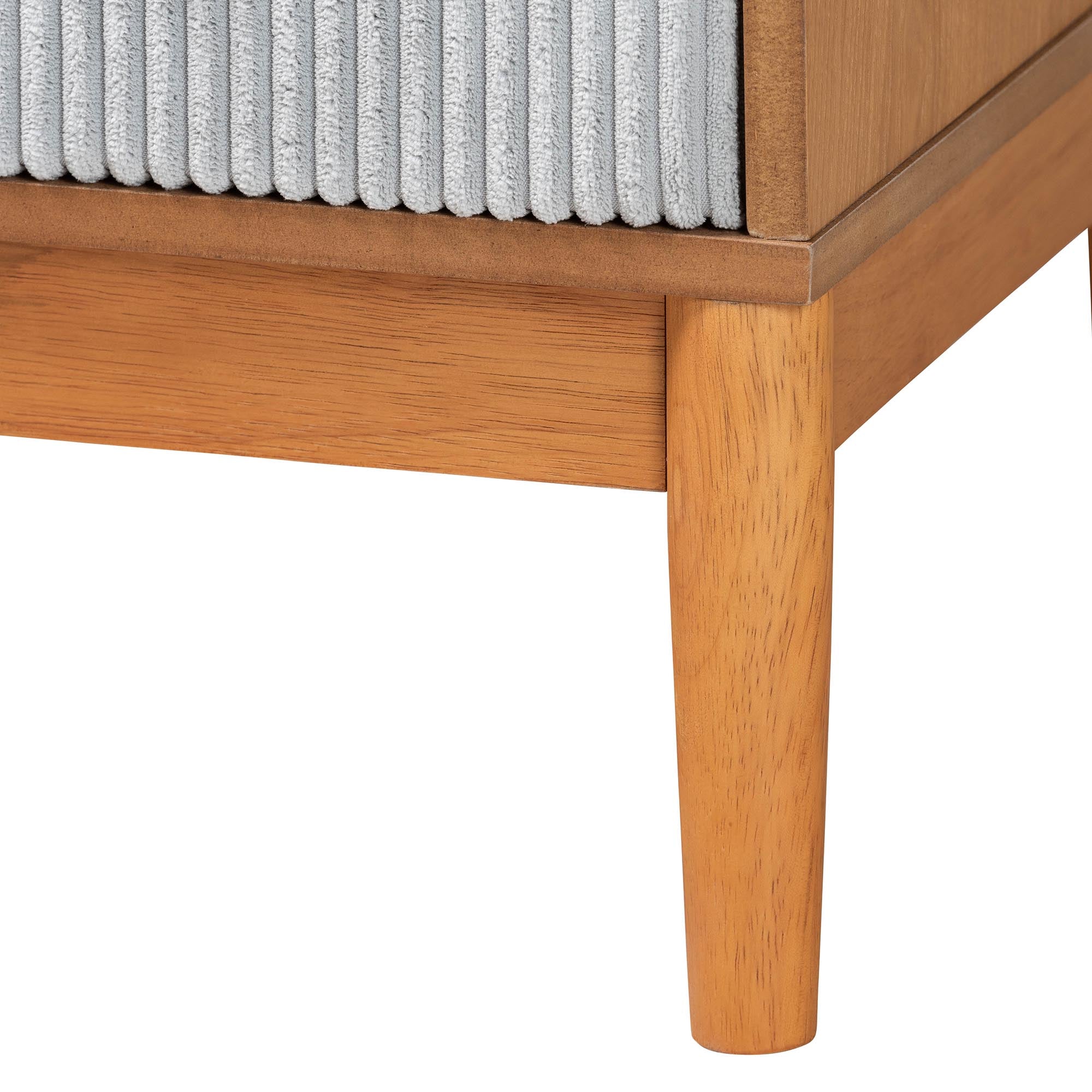 Baxton Studio Taylin Mid-Century Grey Corduroy and Oak Brown Wood 4-Drawer Chest