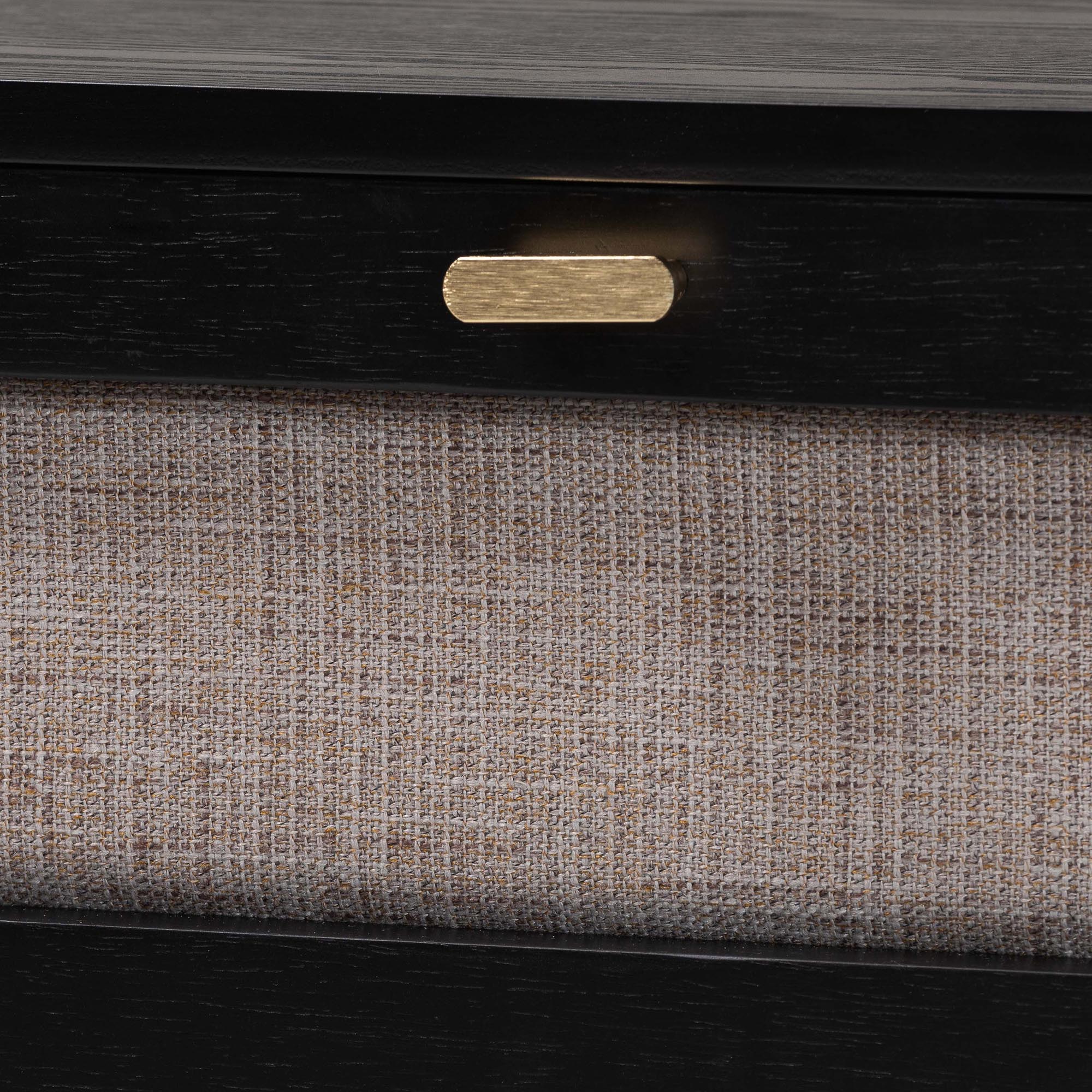 Baxton Studio Shirin Mid-Century Beige Fabric and Black Wood 1-Drawer Nightstand