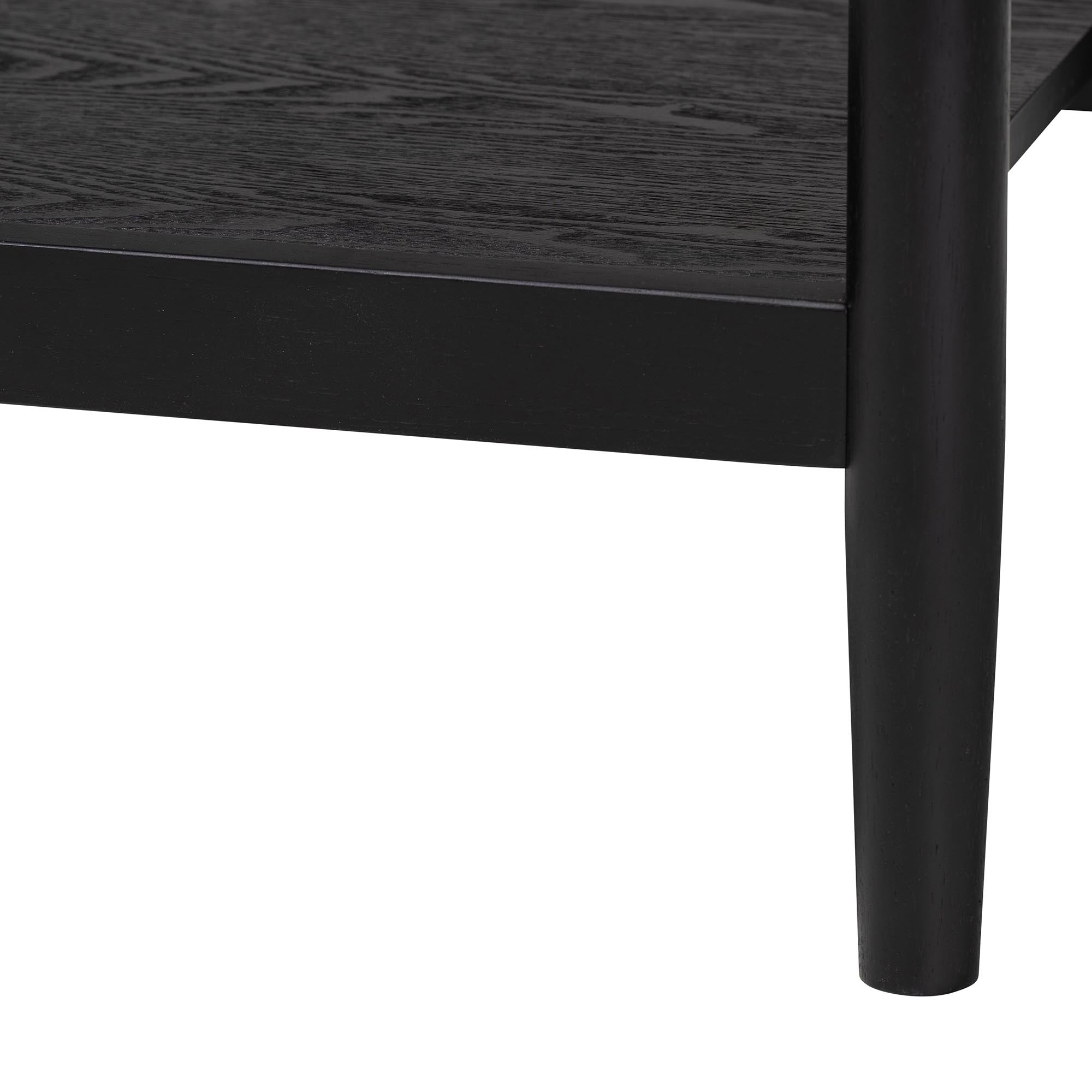 Baxton Studio Shirin Mid-Century Beige Fabric and Black Wood 1-Drawer Nightstand