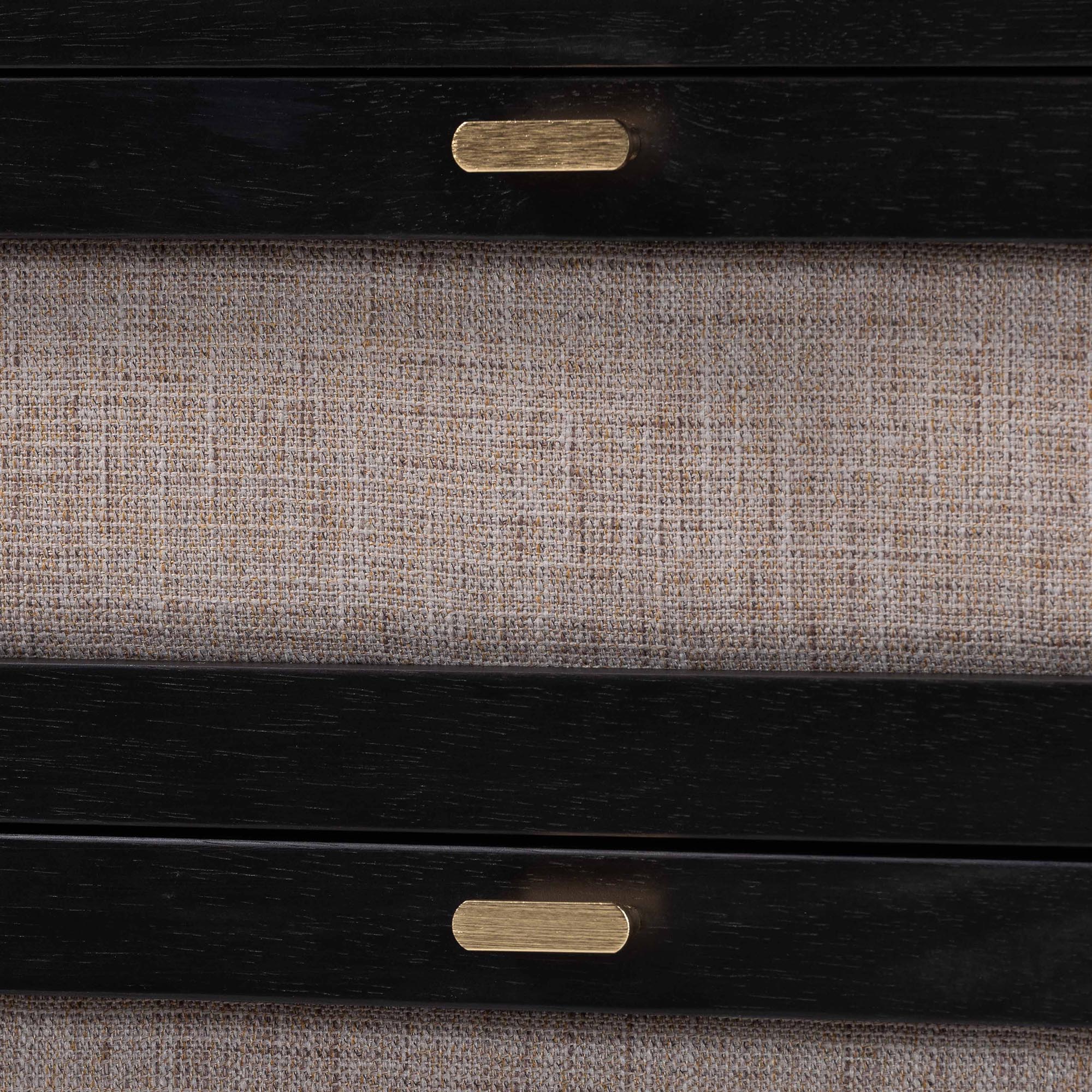 Baxton Studio Shirin Mid-Century Beige Fabric and Black Wood 3-Drawer Chest