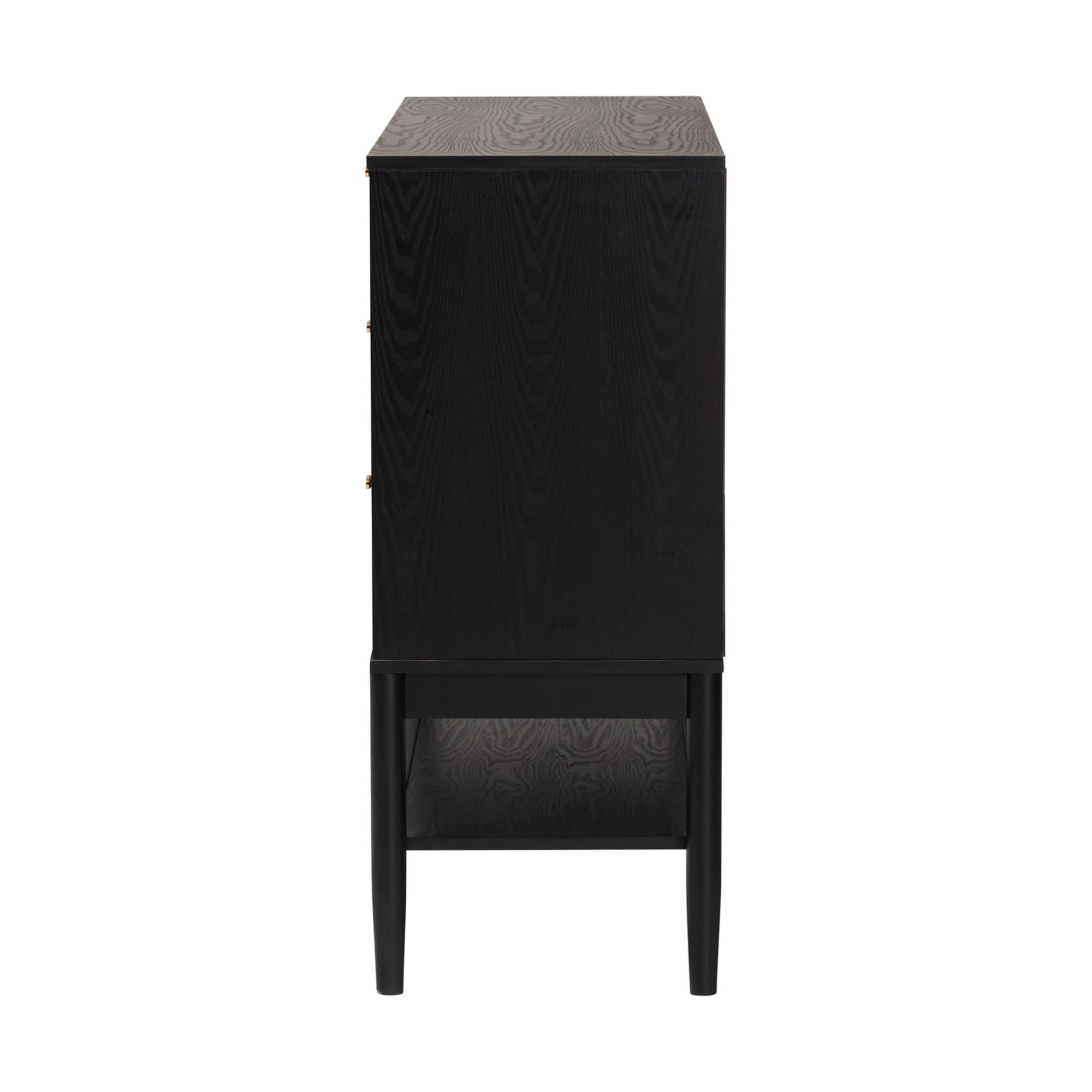 Baxton Studio Shirin Mid-Century Beige Fabric and Black Wood 6-Drawer Dresser