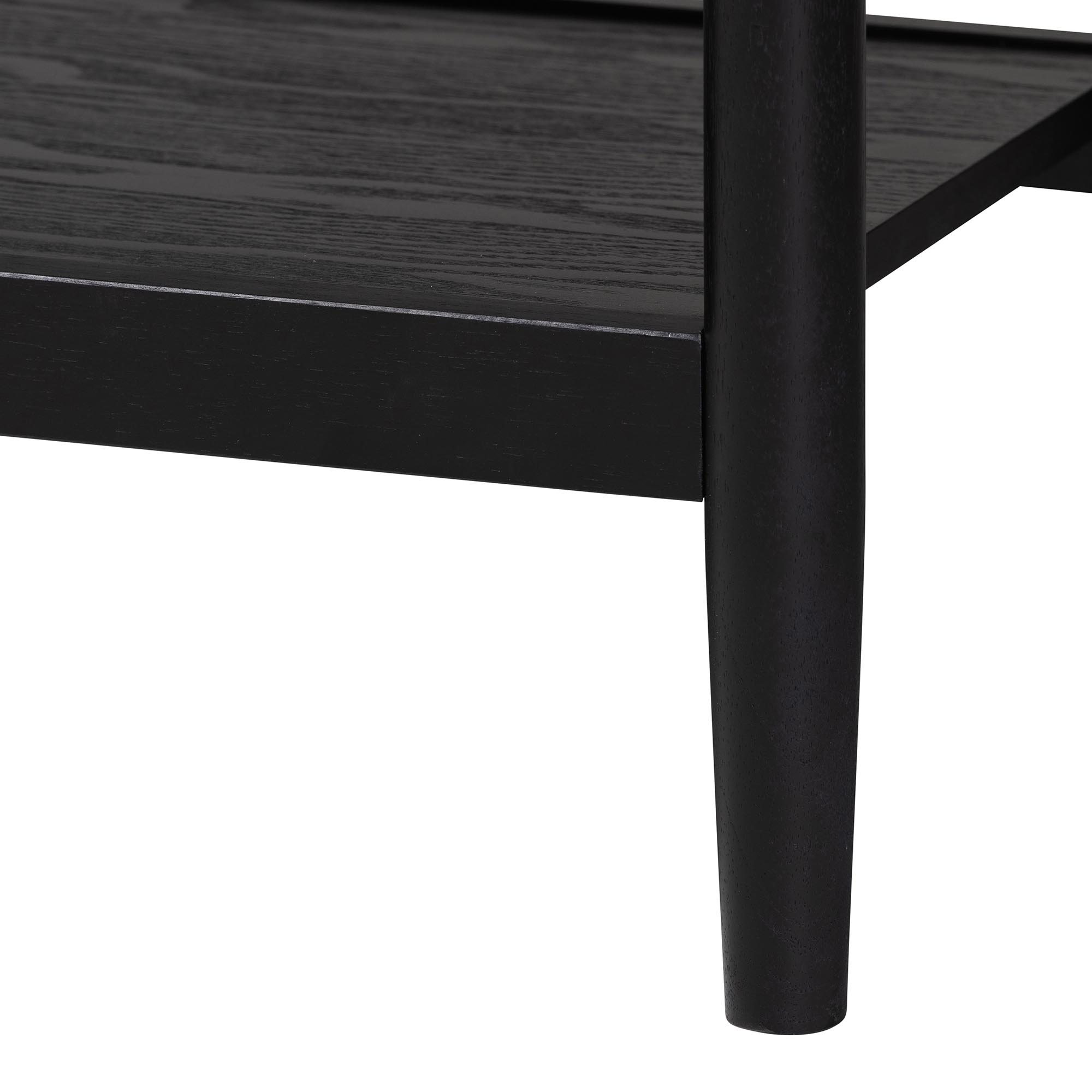 Baxton Studio Shirin Mid-Century Beige Fabric and Black Wood Queen 4-Piece Bedroom Set with Two nightstands