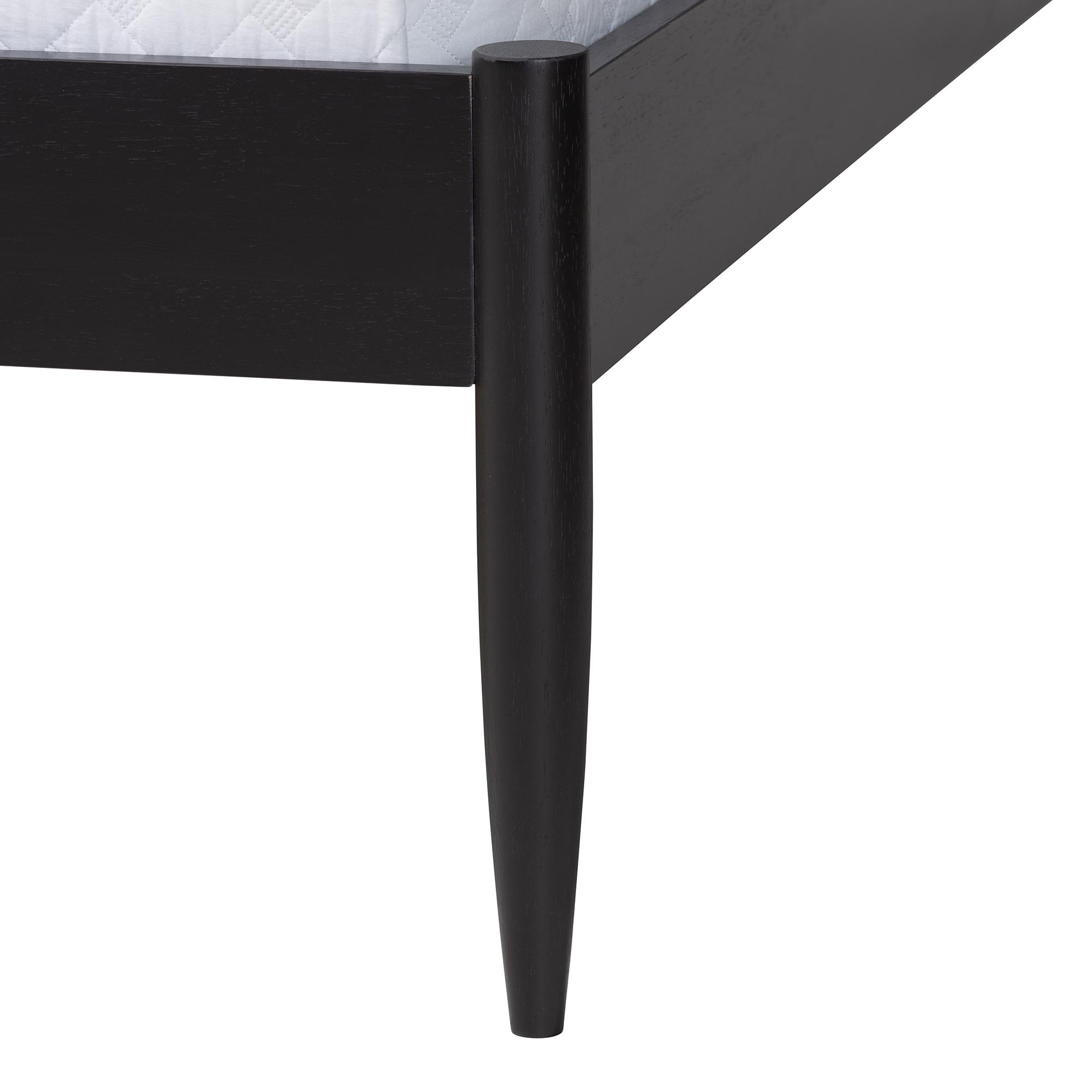 Baxton Studio Shirin Mid-Century Beige Fabric and Black Wood Queen Platform Bed