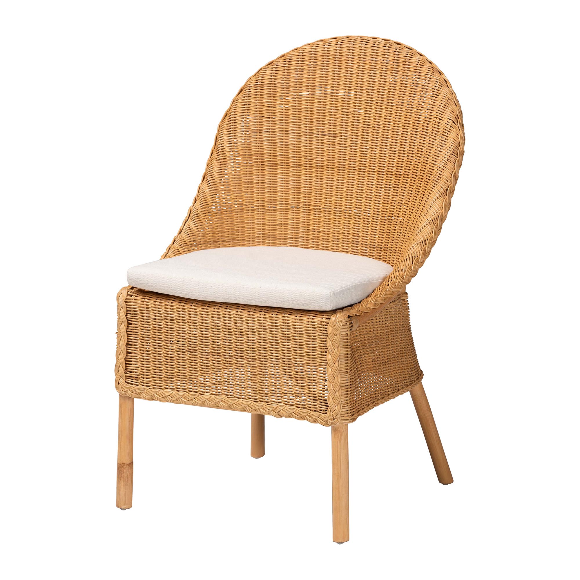 bali & pari Willy 5-Piece Rattan Dining Set - Round Wicker Table with Pedestal Base and 4 Side Chairs, Handwoven Boho Coastal Style for Dining, Kitchen or Sun Room, Light Honey