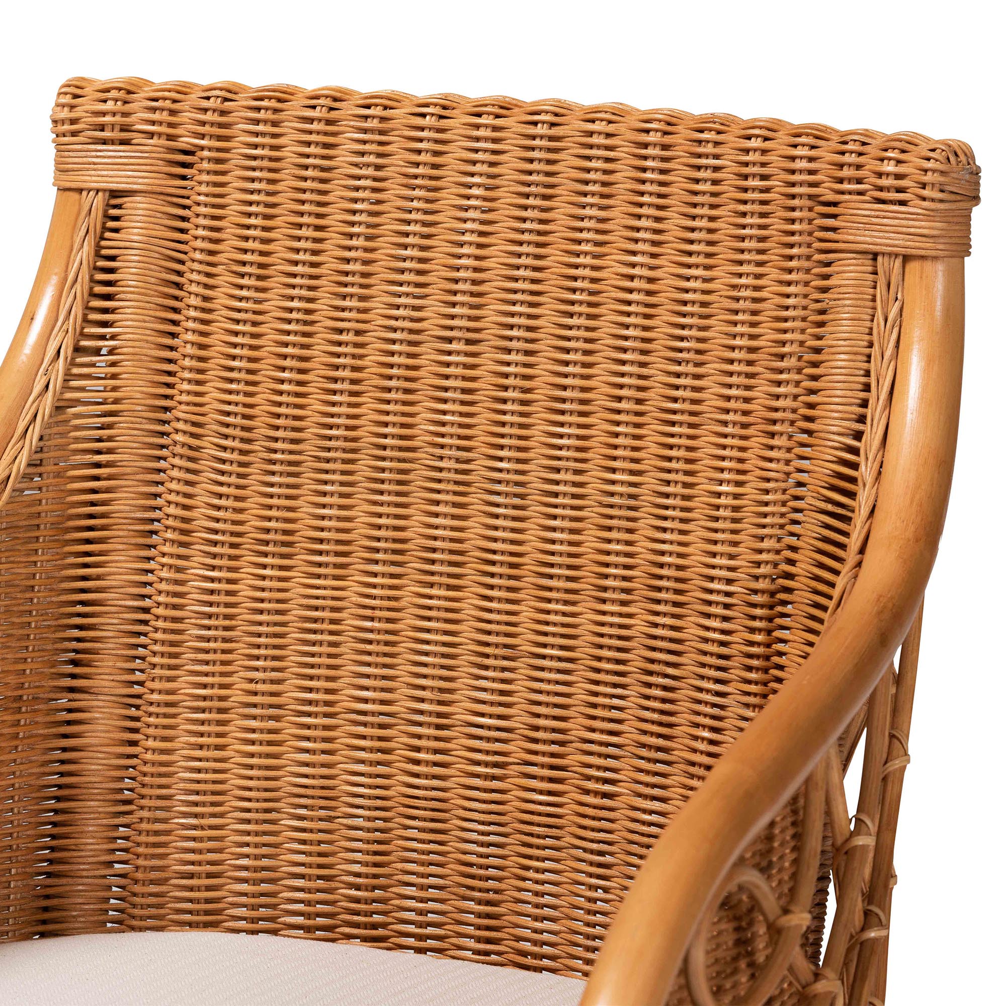bali & pari Wymond 5-Piece Rattan Dining Set - Round Wicker Table with Pedestal Base and 4 Armchairs, Handwoven Boho Coastal Style for Dining, Kitchen or Sun Room, Light Honey